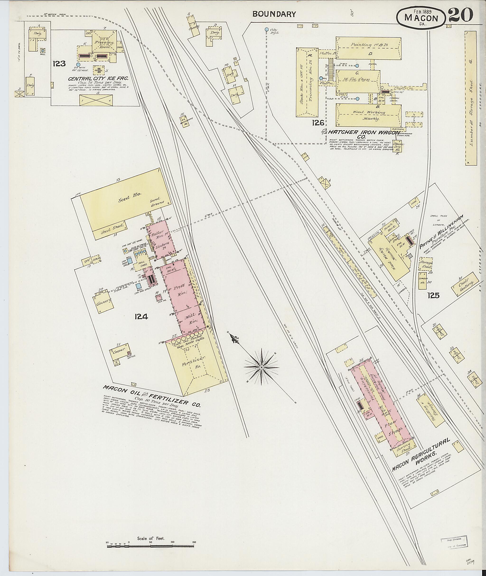 This old map of Macon, Jones County, Georgia was created by Sanborn Map Company in 1889