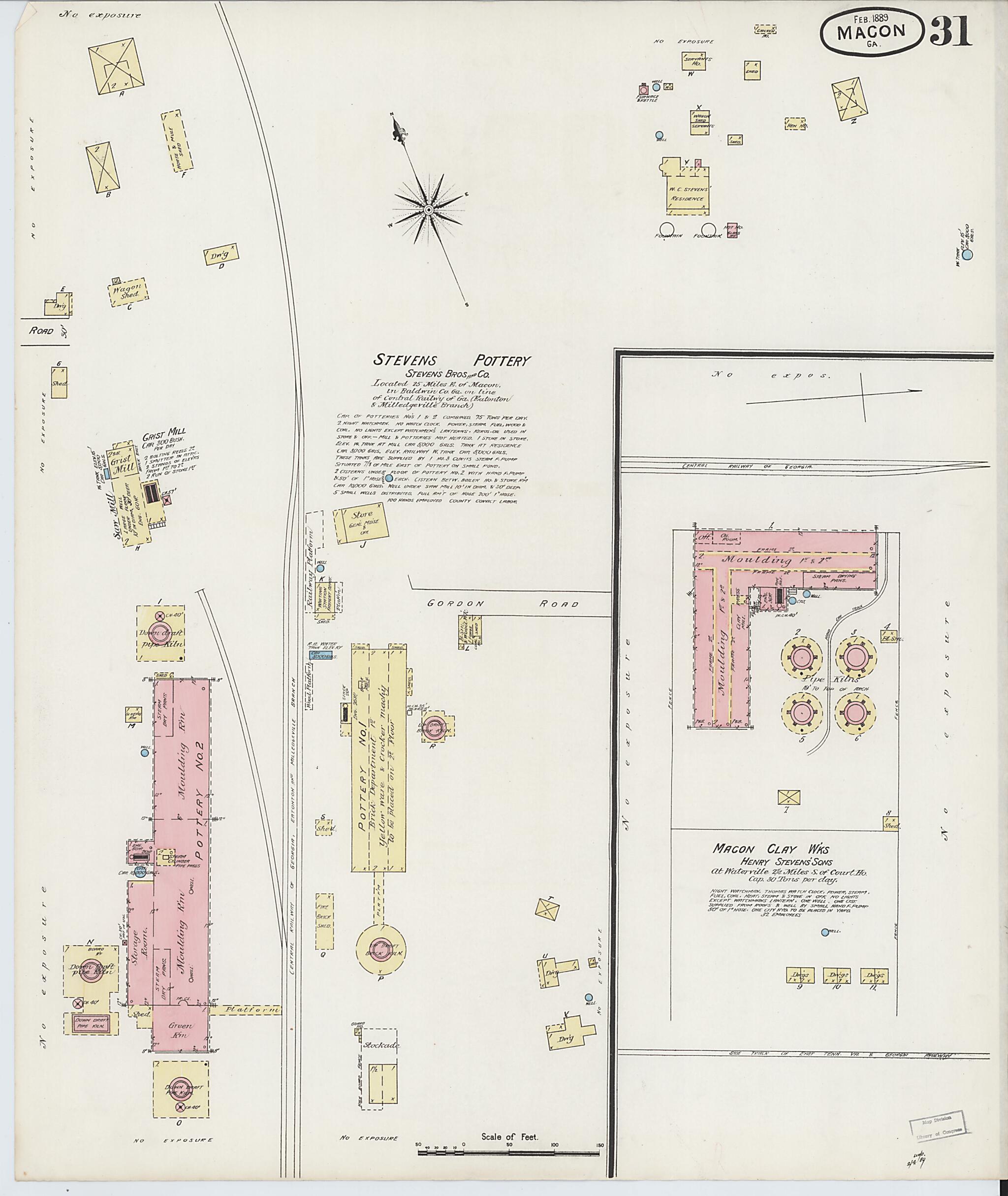This old map of Macon, Jones County, Georgia was created by Sanborn Map Company in 1889