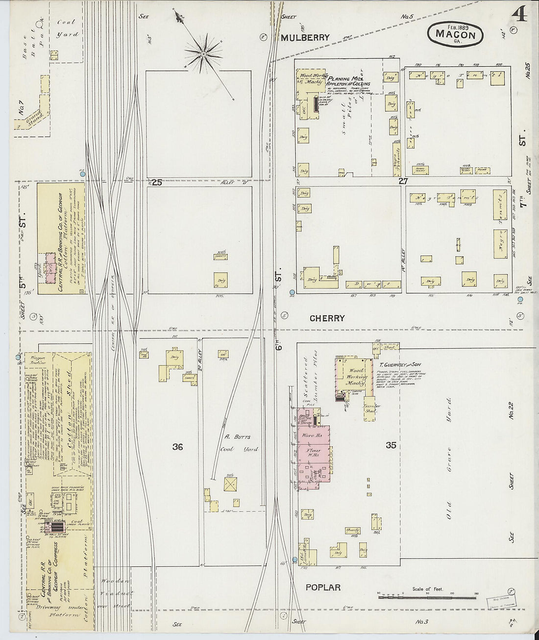 This old map of Macon, Jones County, Georgia was created by Sanborn Map Company in 1889