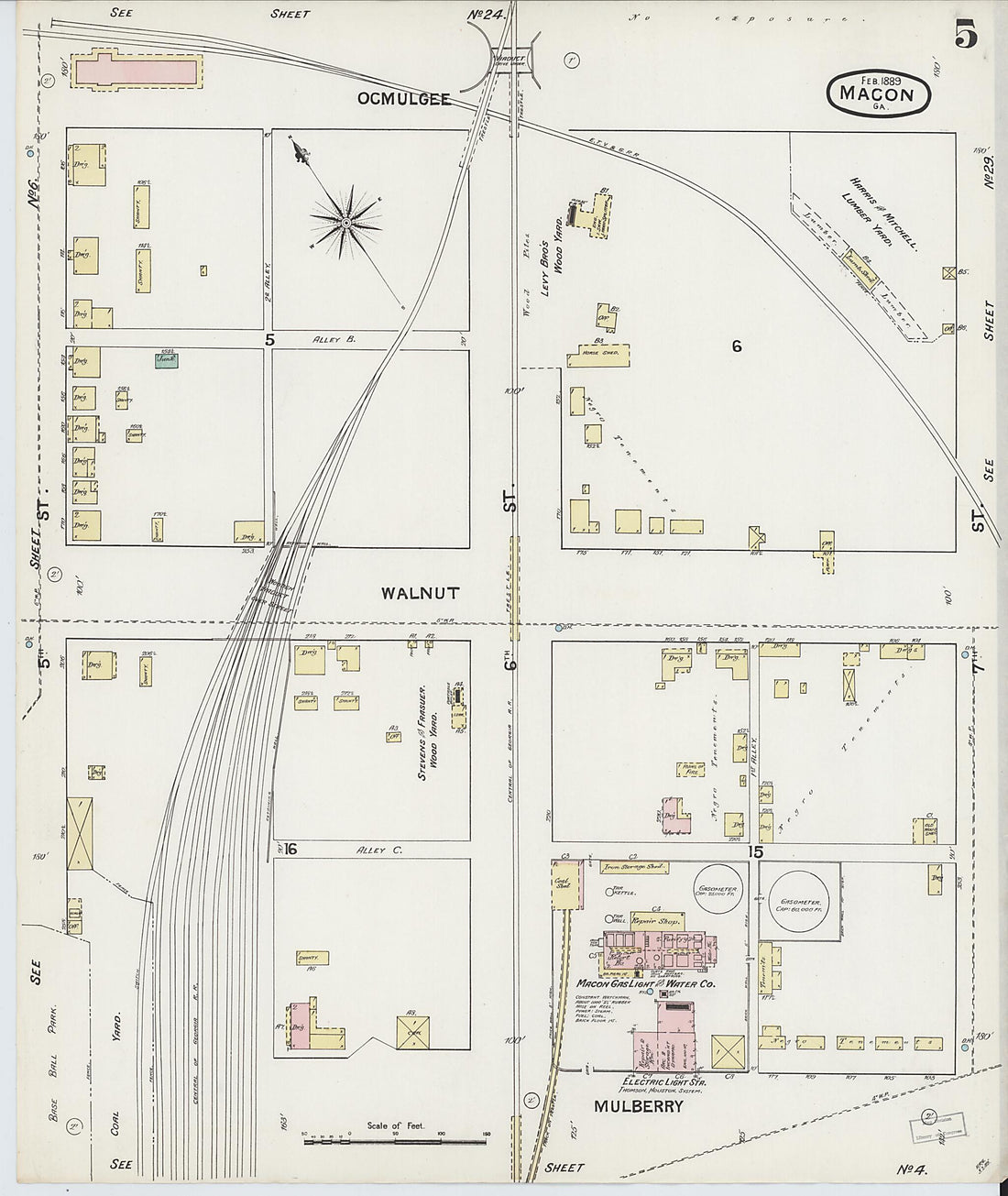 This old map of Macon, Jones County, Georgia was created by Sanborn Map Company in 1889