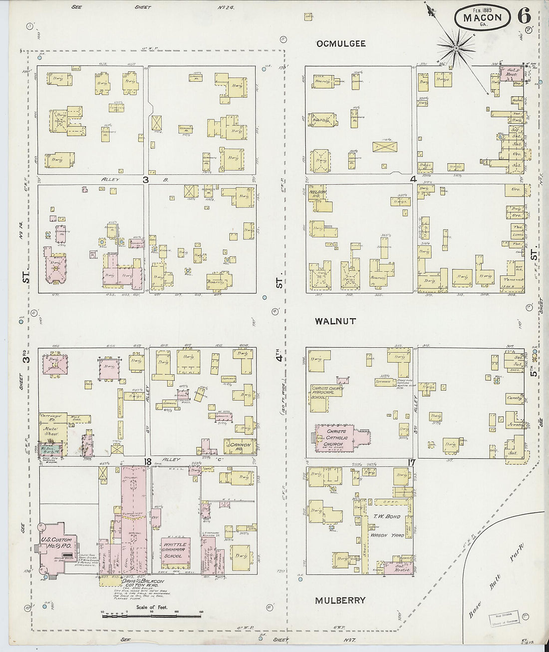 This old map of Macon, Jones County, Georgia was created by Sanborn Map Company in 1889