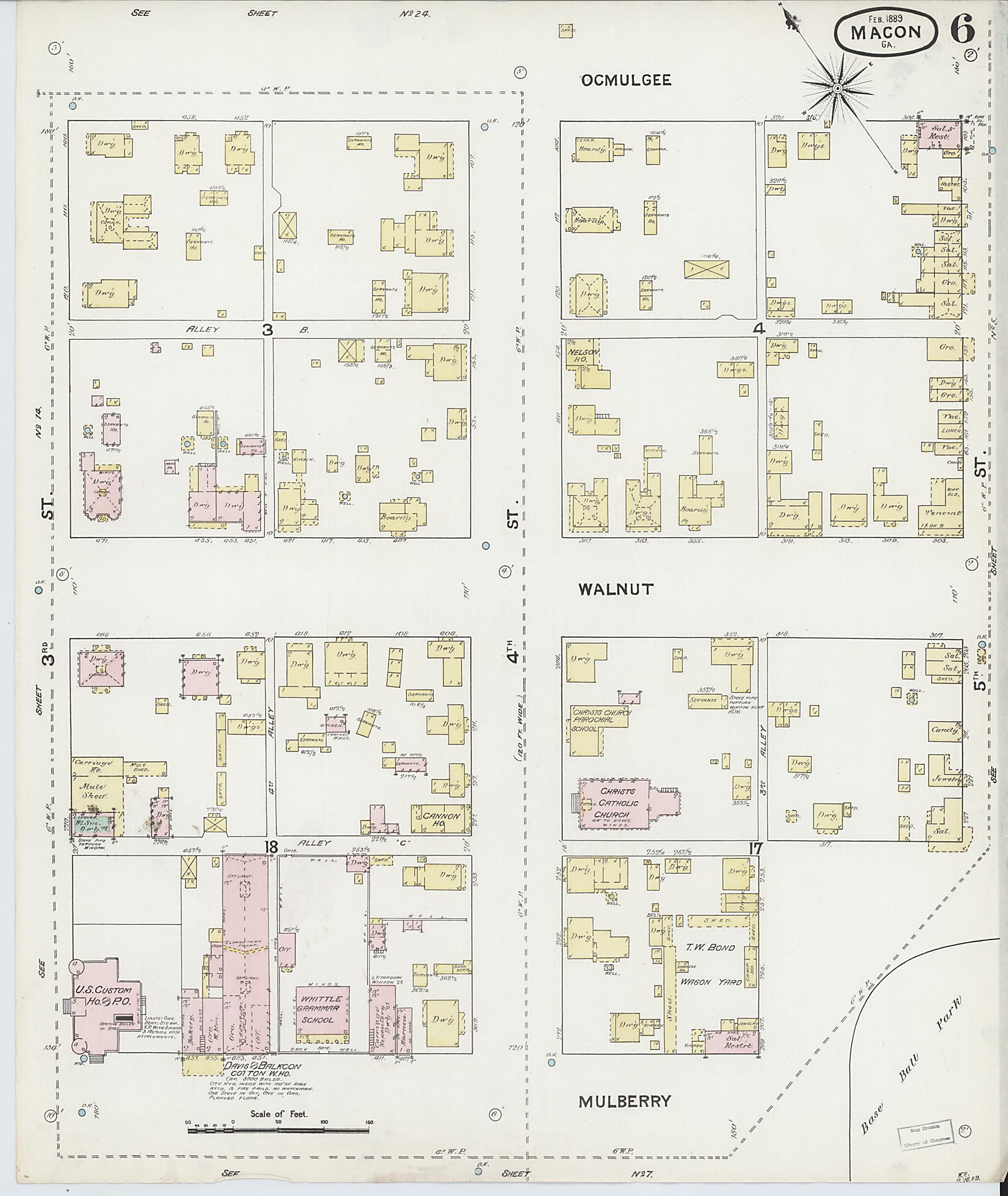 This old map of Macon, Jones County, Georgia was created by Sanborn Map Company in 1889