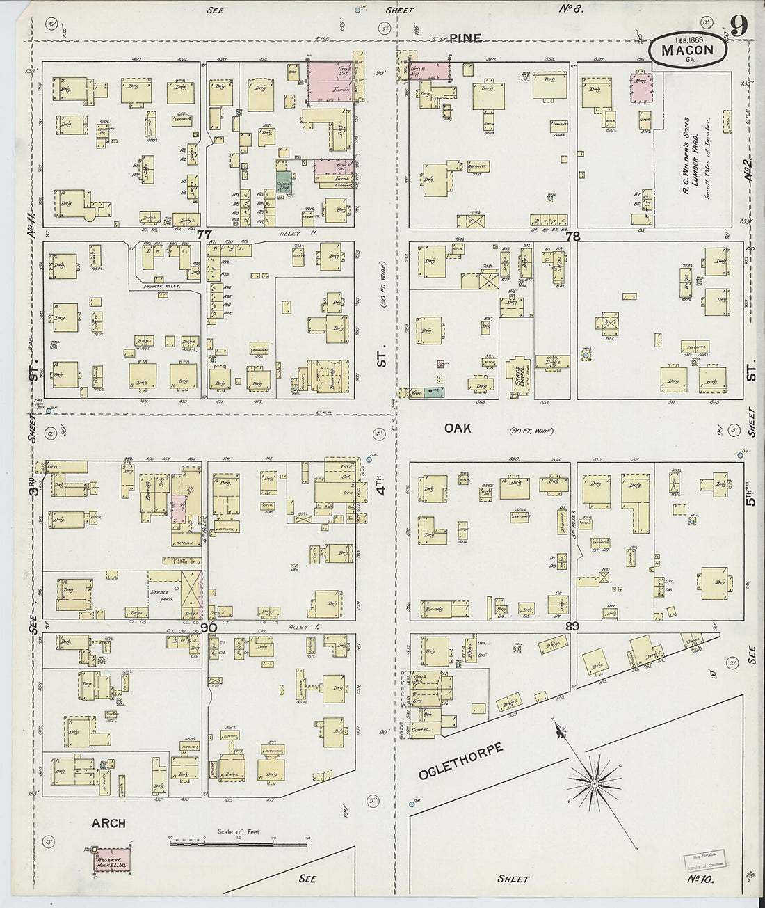 This old map of Macon, Jones County, Georgia was created by Sanborn Map Company in 1889