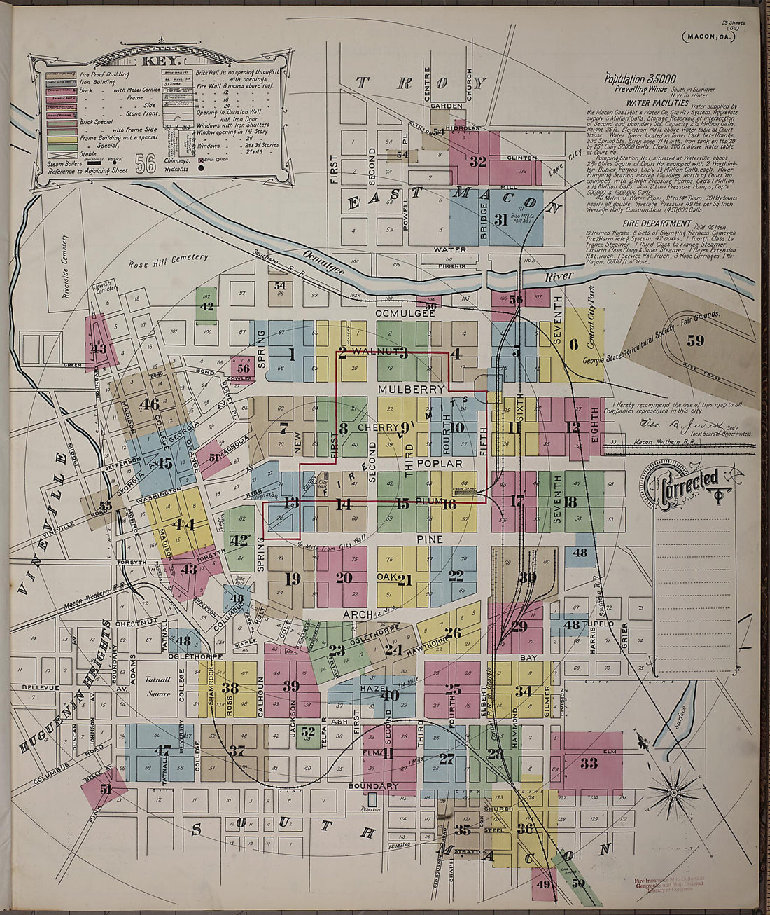 This old map of Macon, Jones County, Georgia was created by Sanborn Map Company in 1895