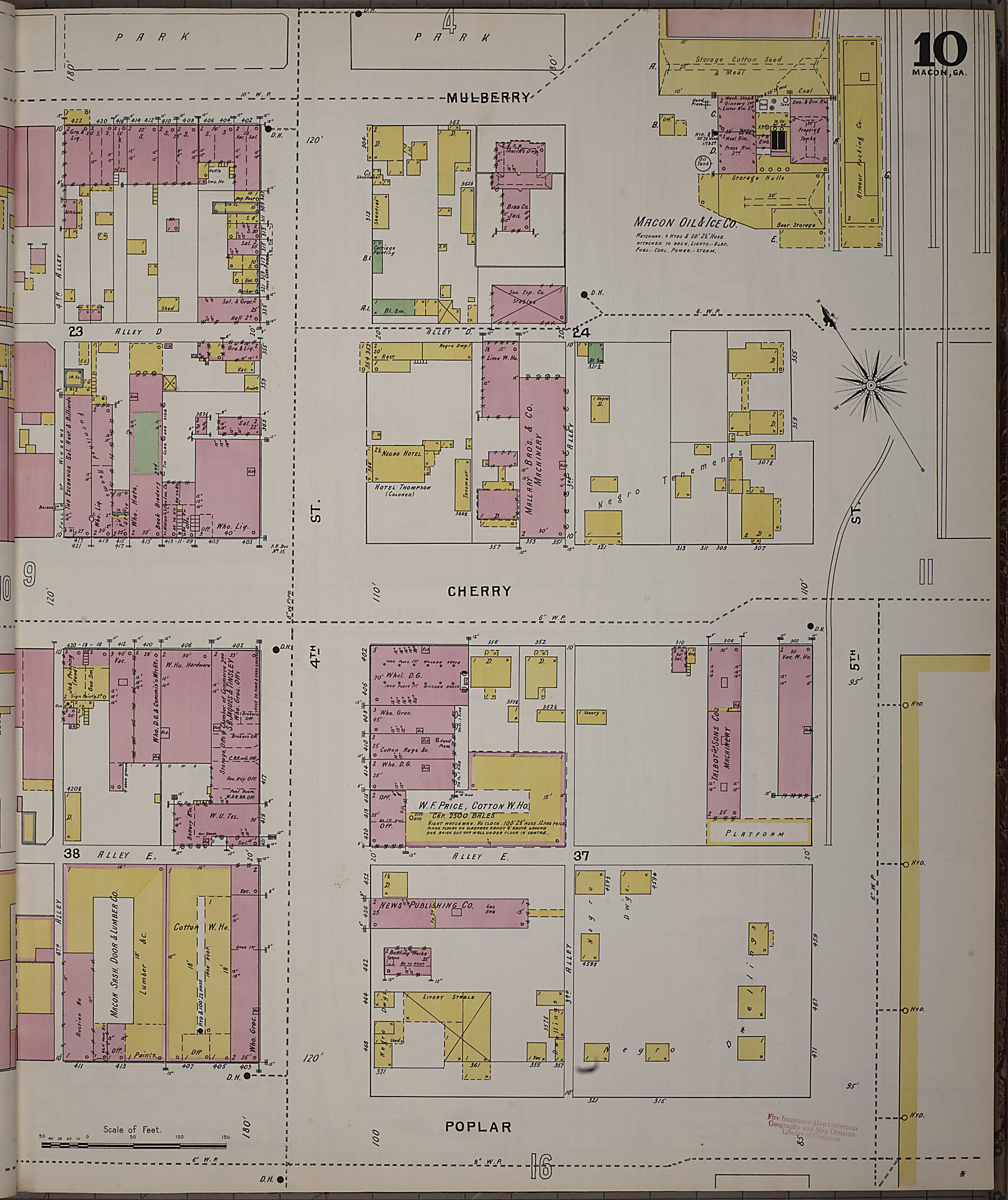 This old map of Macon, Jones County, Georgia was created by Sanborn Map Company in 1895
