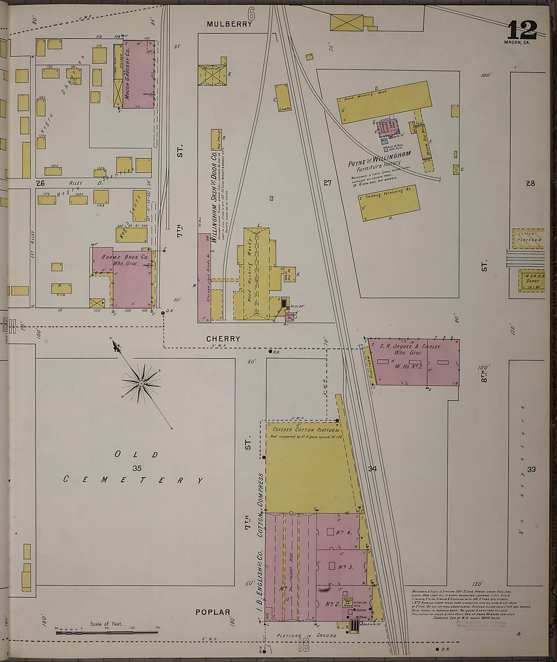 This old map of Macon, Jones County, Georgia was created by Sanborn Map Company in 1895
