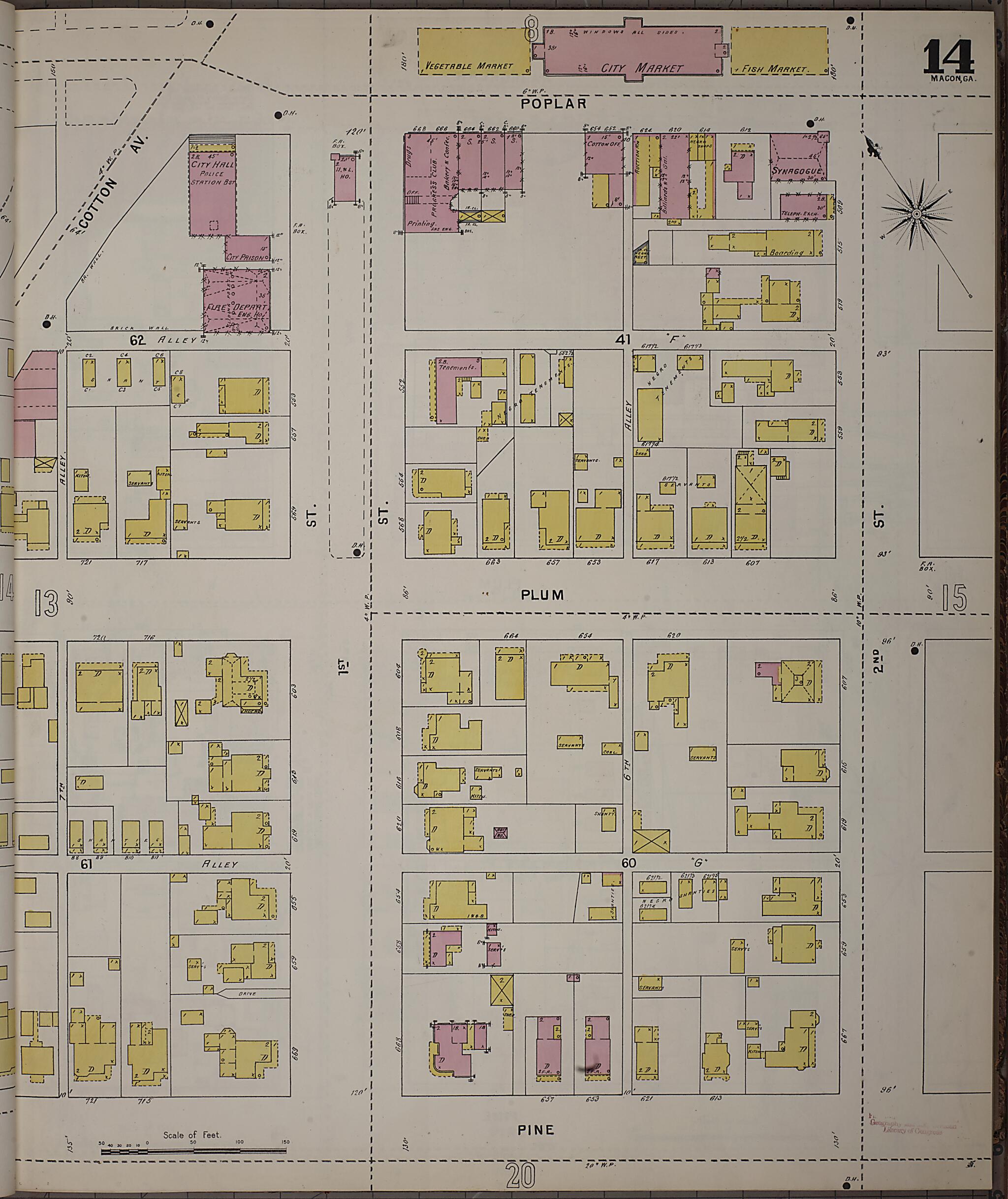 This old map of Macon, Jones County, Georgia was created by Sanborn Map Company in 1895