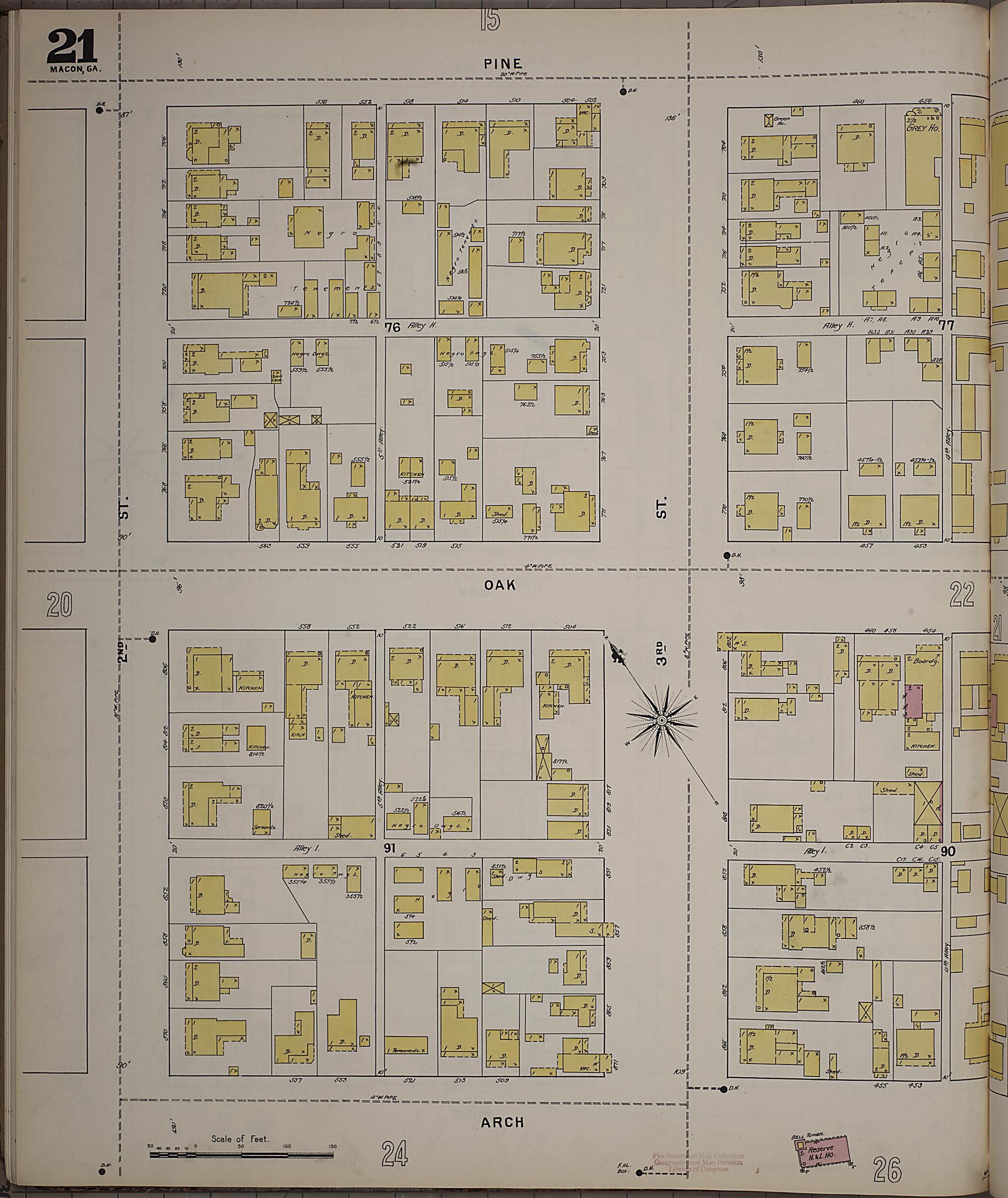 This old map of Macon, Jones County, Georgia was created by Sanborn Map Company in 1895