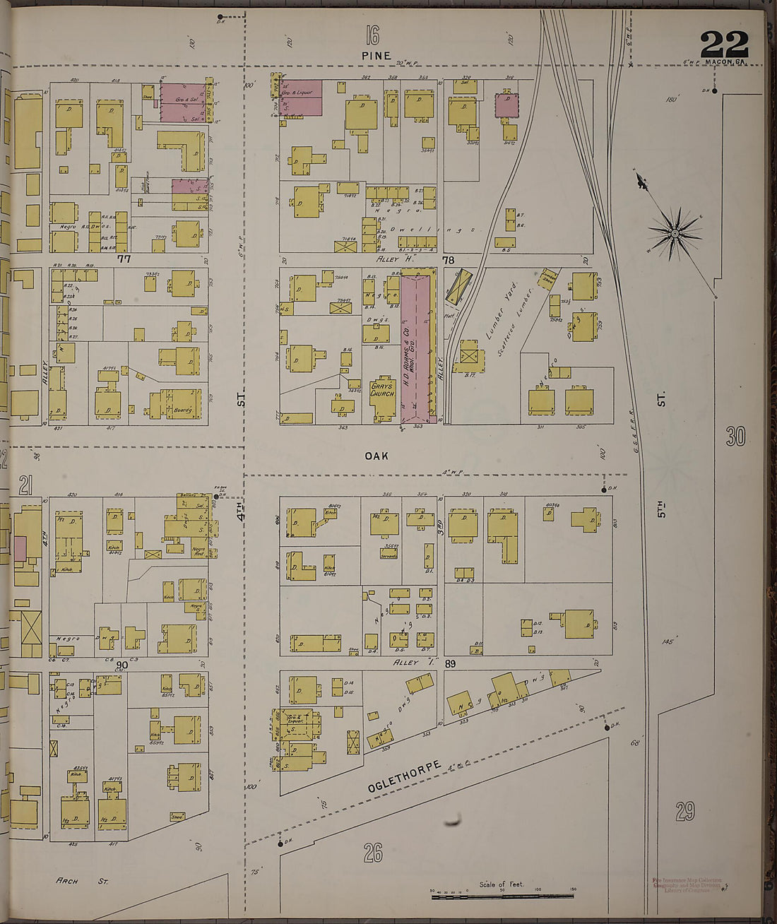 This old map of Macon, Jones County, Georgia was created by Sanborn Map Company in 1895