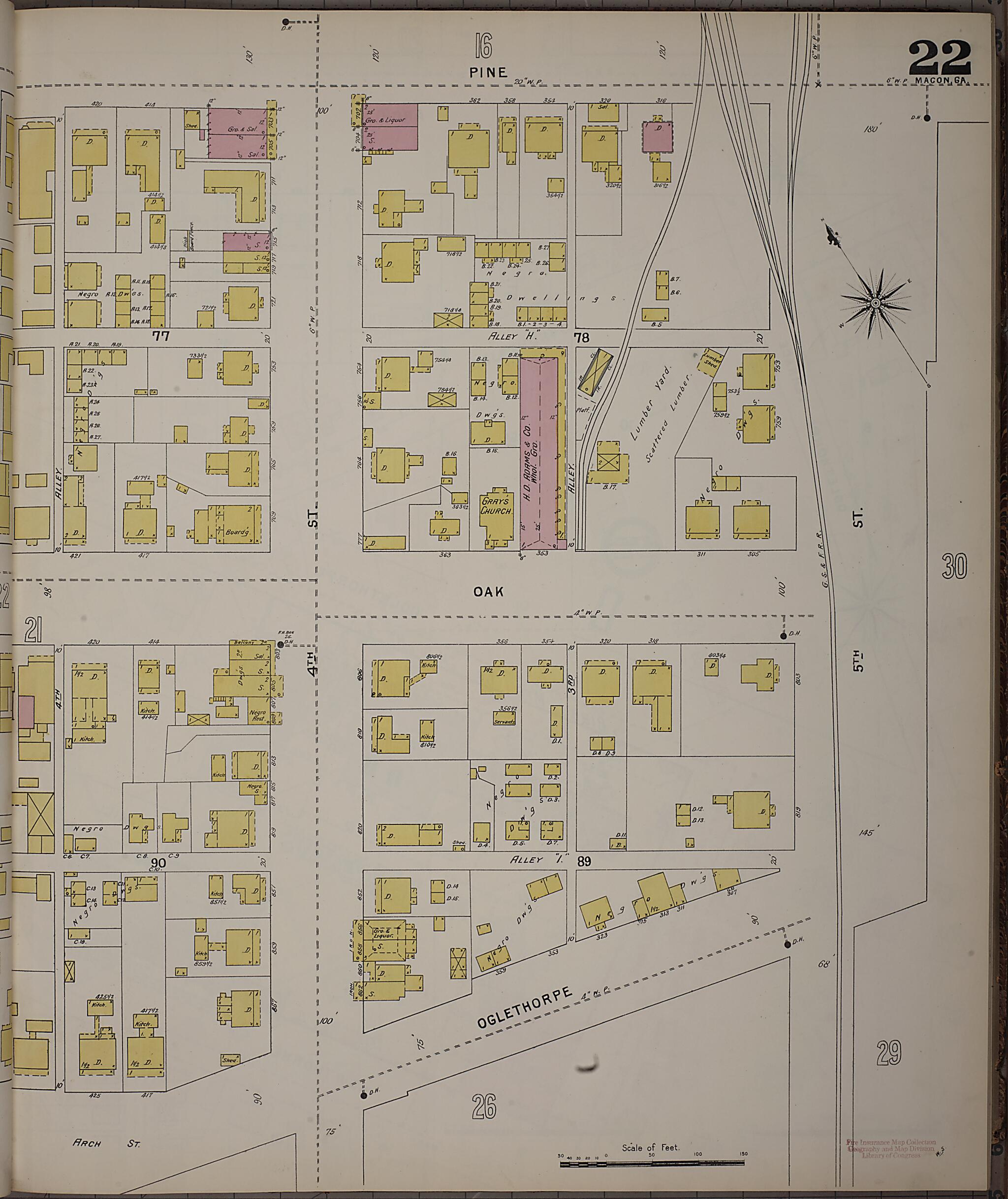 This old map of Macon, Jones County, Georgia was created by Sanborn Map Company in 1895
