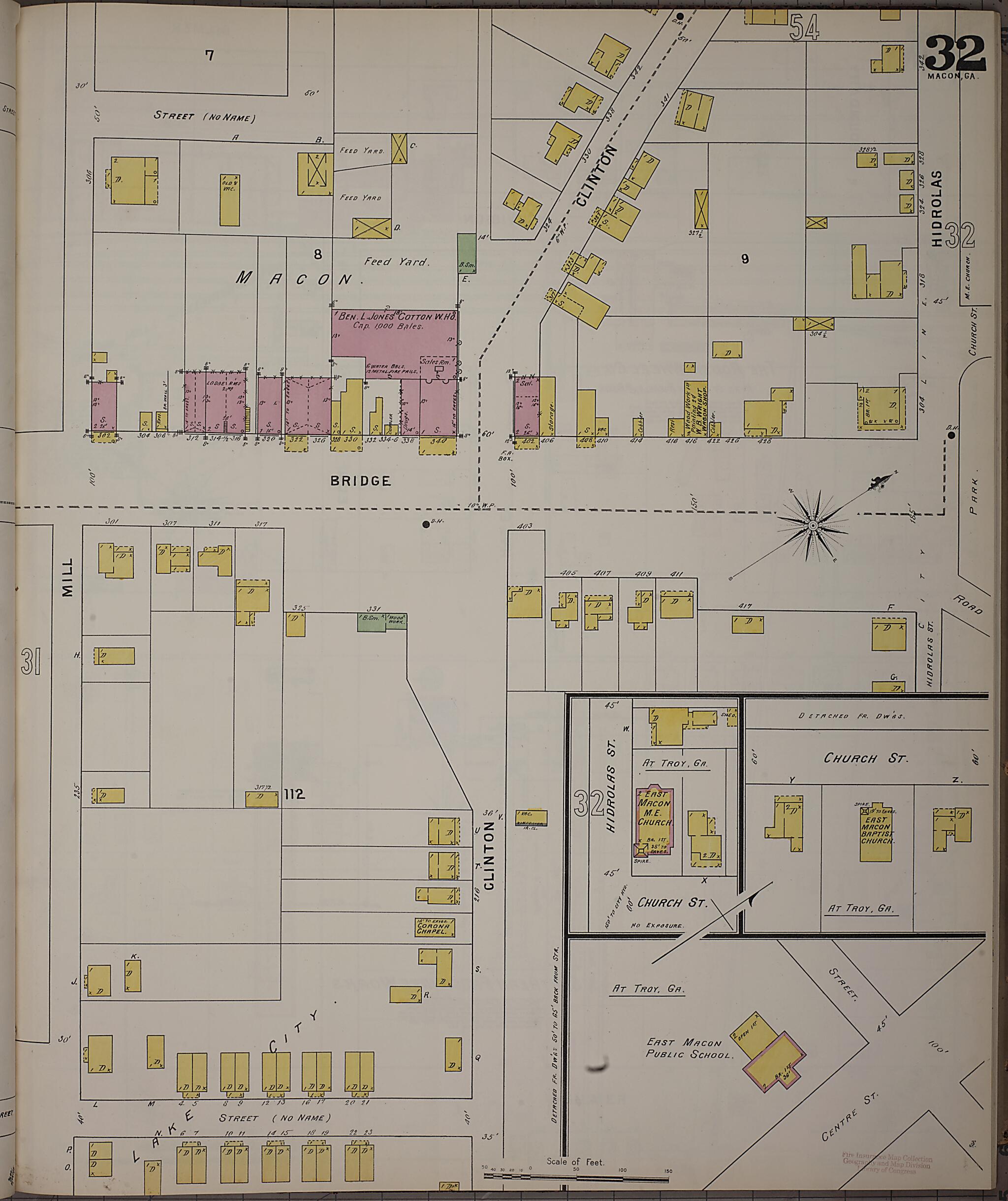 This old map of Macon, Jones County, Georgia was created by Sanborn Map Company in 1895