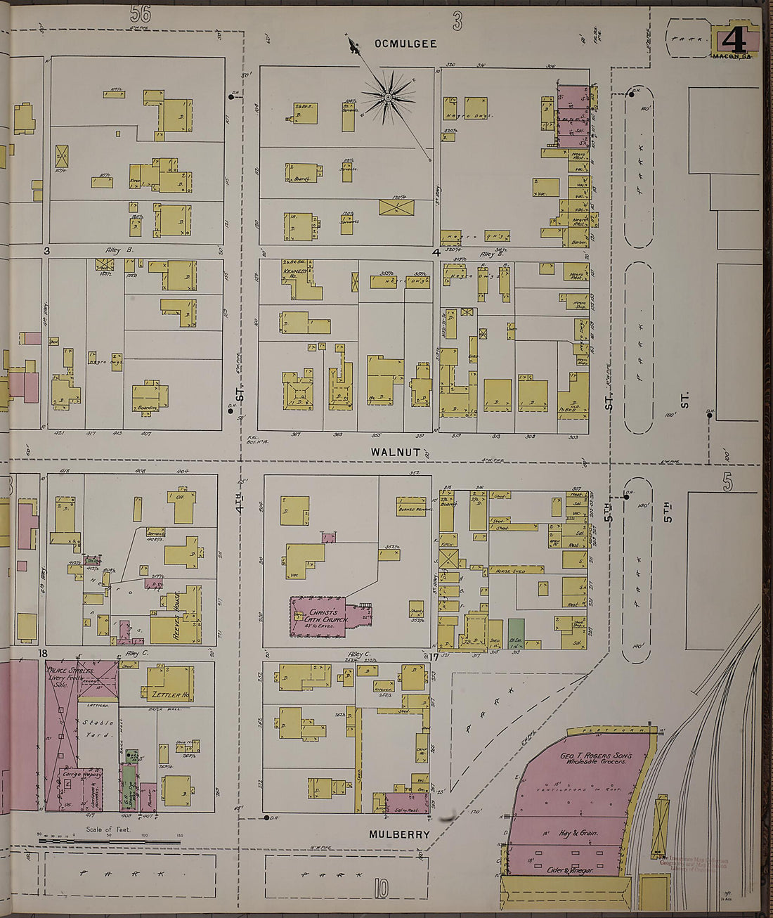 This old map of Macon, Jones County, Georgia was created by Sanborn Map Company in 1895
