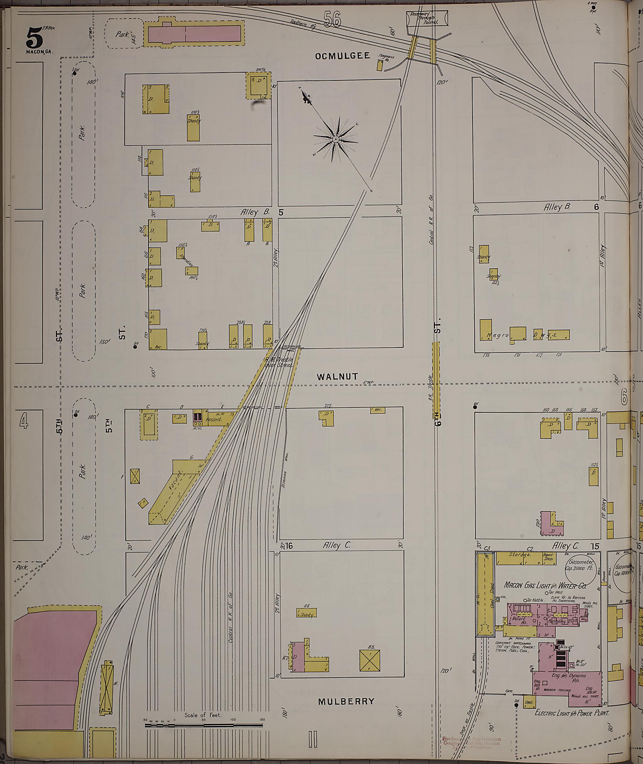 This old map of Macon, Jones County, Georgia was created by Sanborn Map Company in 1895