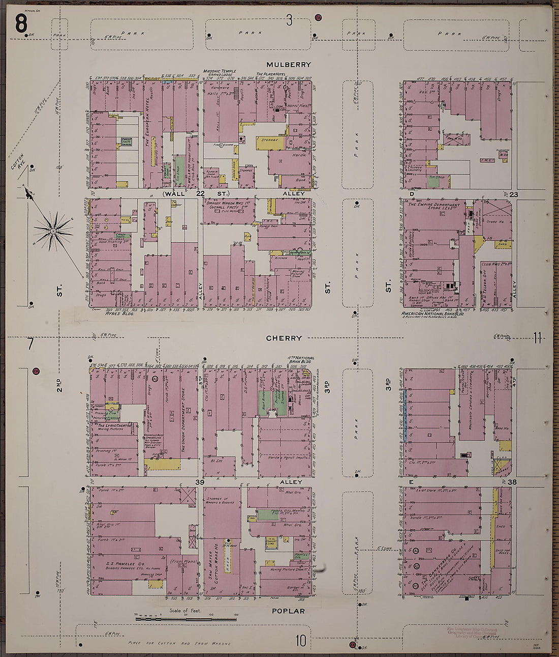 This old map of Macon, Jones County, Georgia was created by Sanborn Map Company in 1908