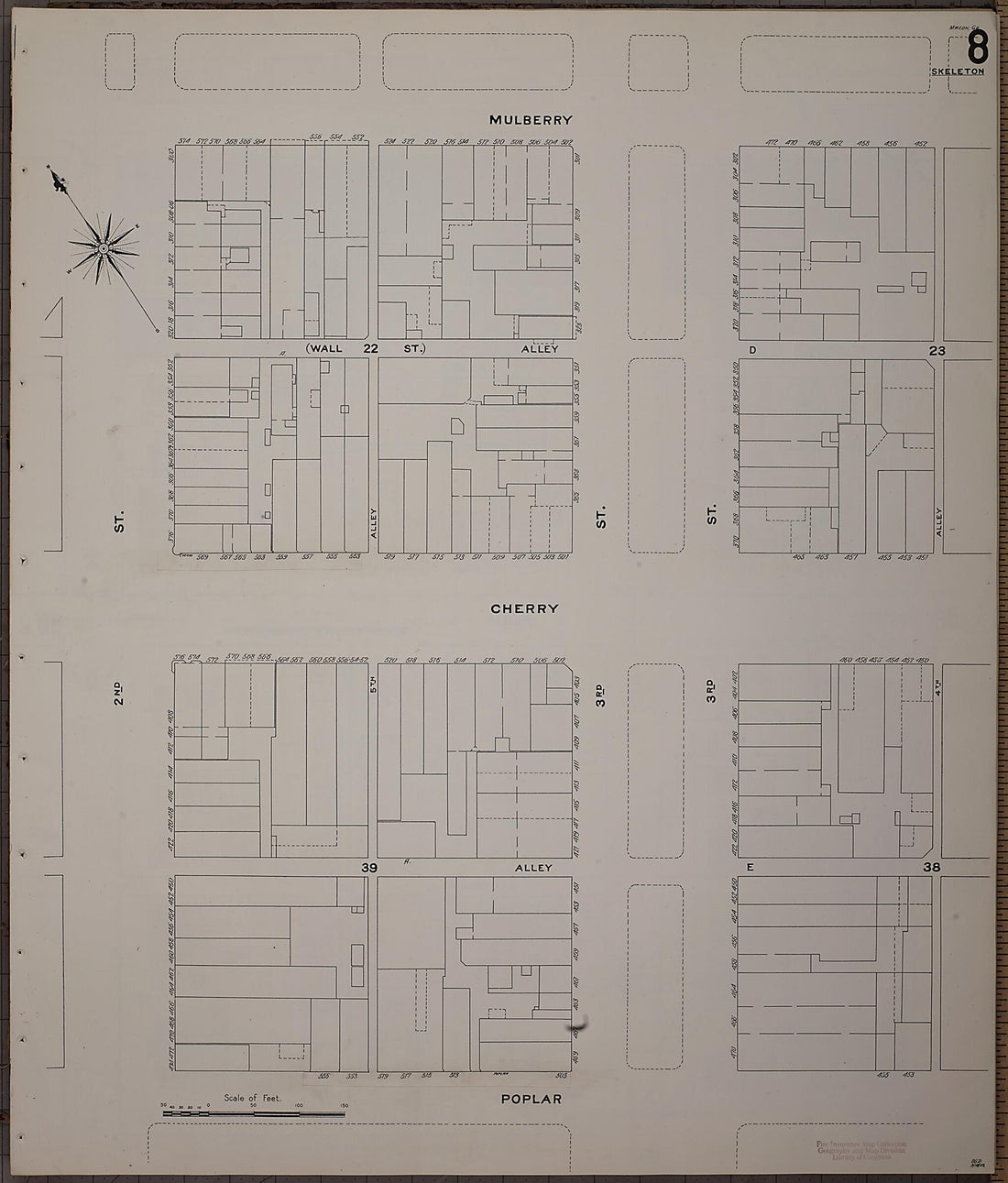 This old map of Macon, Jones County, Georgia was created by Sanborn Map Company in 1908