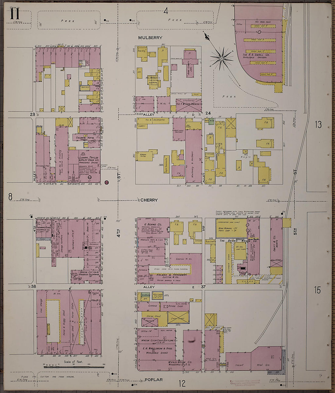 This old map of Macon, Jones County, Georgia was created by Sanborn Map Company in 1908