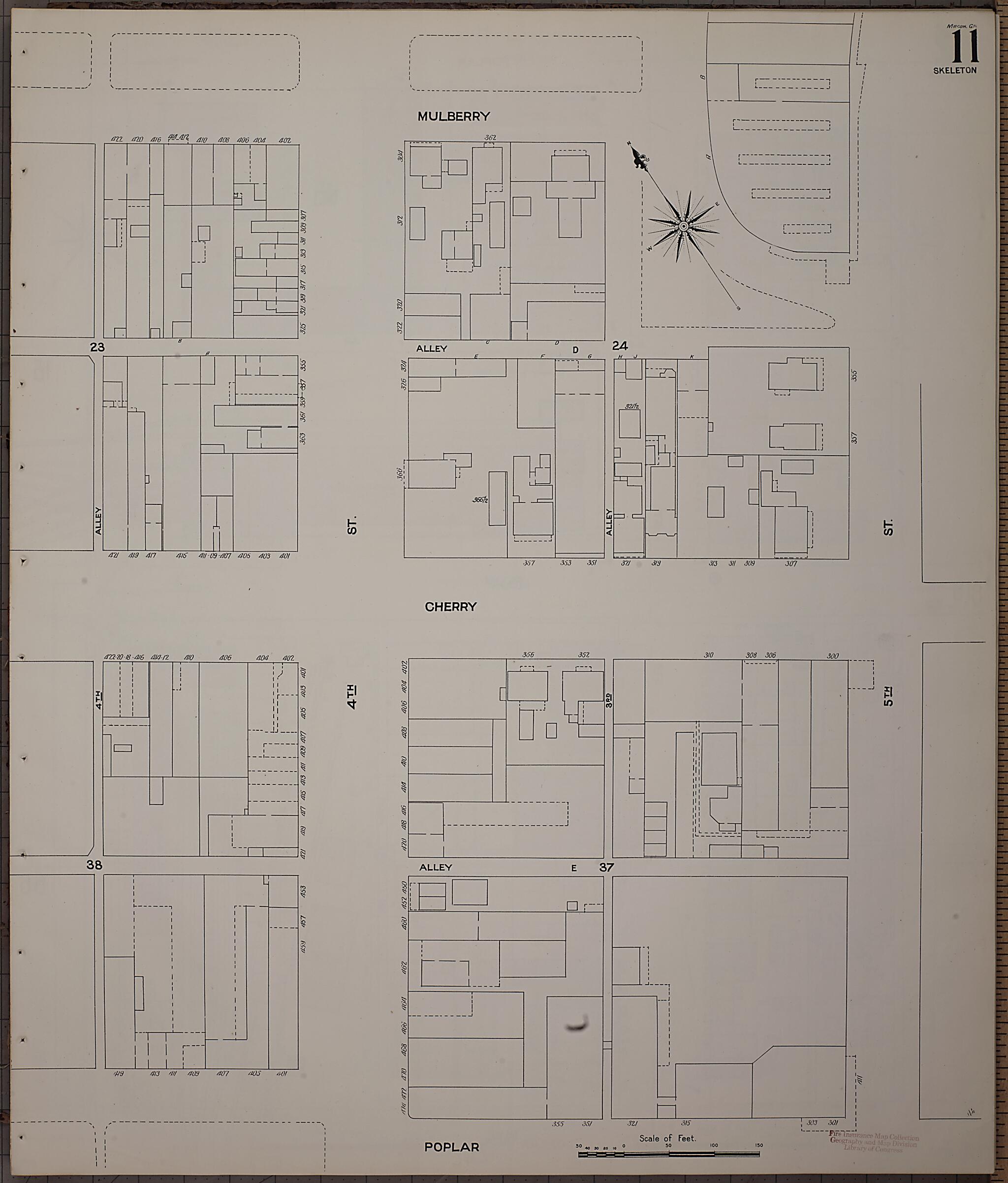 This old map of Macon, Jones County, Georgia was created by Sanborn Map Company in 1908