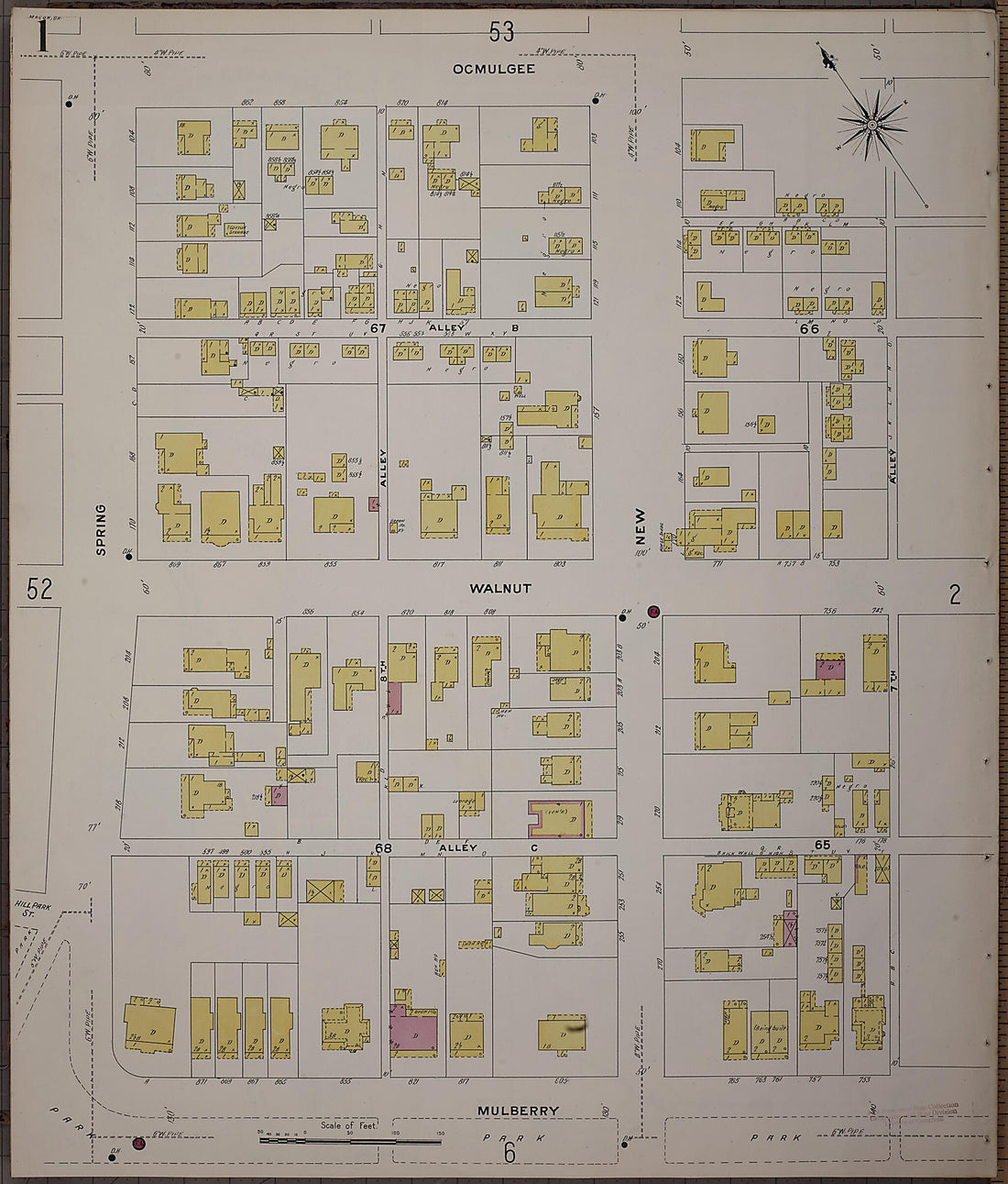 This old map of Macon, Jones County, Georgia was created by Sanborn Map Company in 1908
