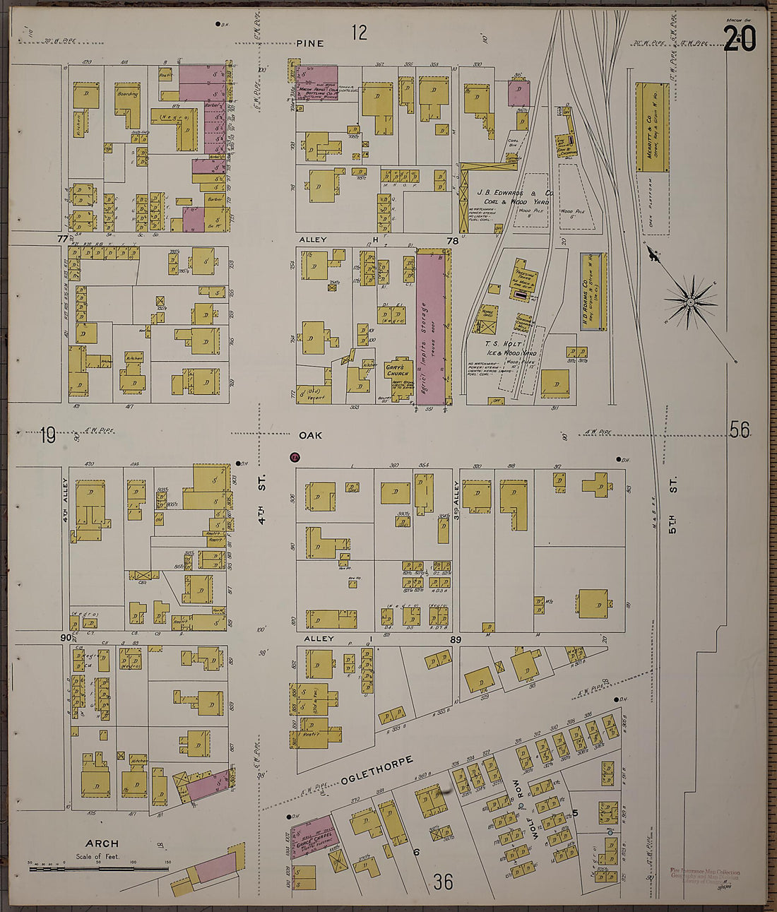 This old map of Macon, Jones County, Georgia was created by Sanborn Map Company in 1908