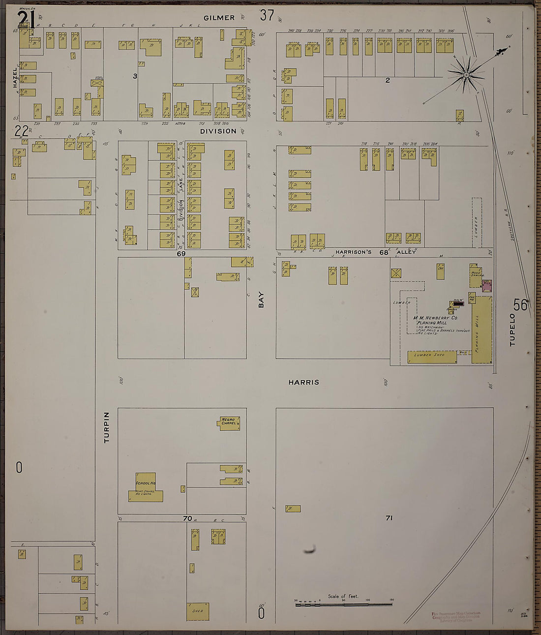 This old map of Macon, Jones County, Georgia was created by Sanborn Map Company in 1908