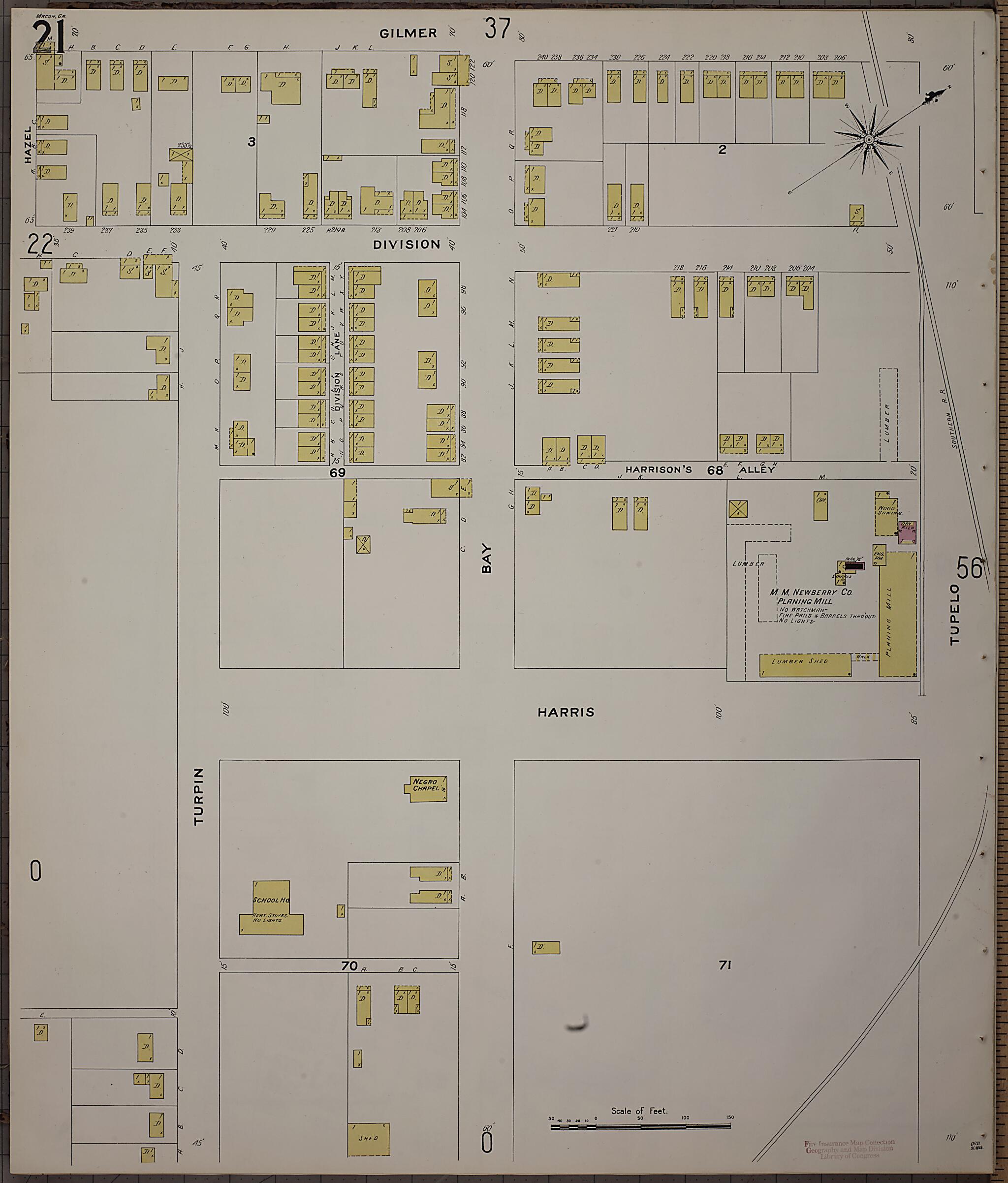 This old map of Macon, Jones County, Georgia was created by Sanborn Map Company in 1908