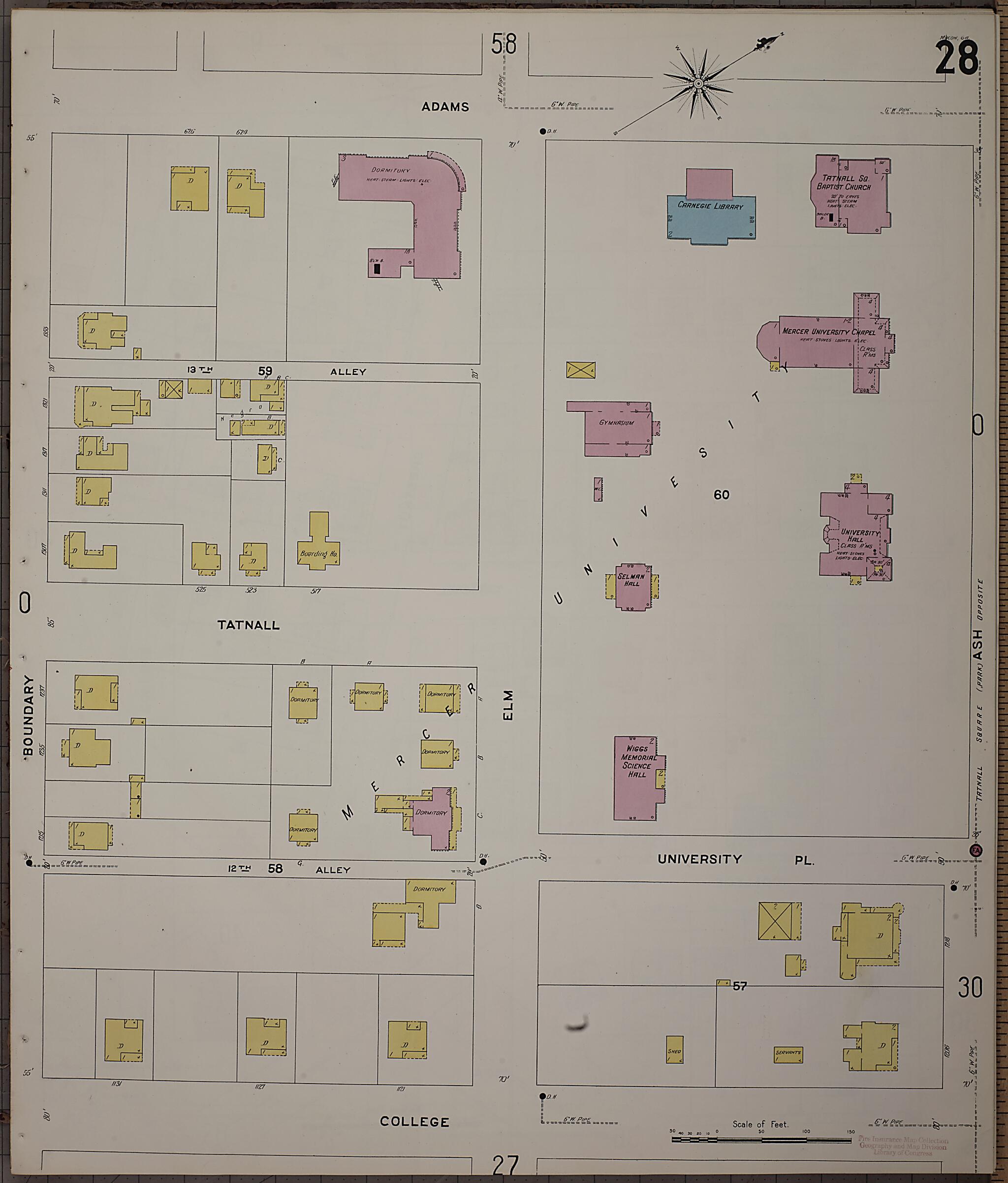 This old map of Macon, Jones County, Georgia was created by Sanborn Map Company in 1908