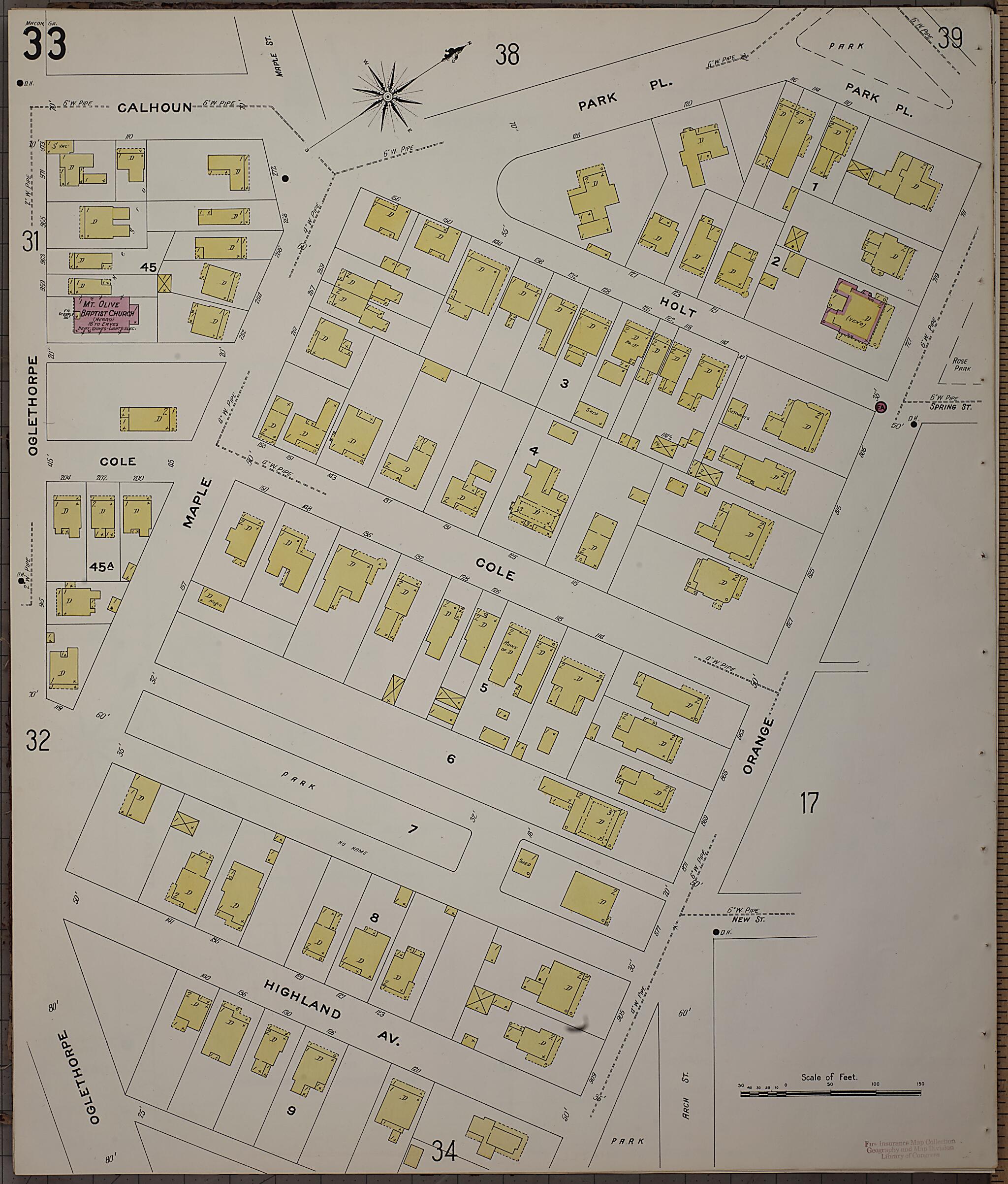 This old map of Macon, Jones County, Georgia was created by Sanborn Map Company in 1908