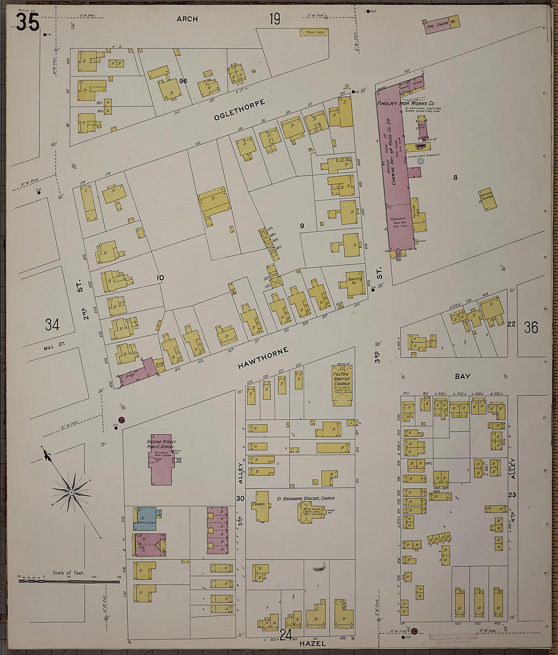 This old map of Macon, Jones County, Georgia was created by Sanborn Map Company in 1908