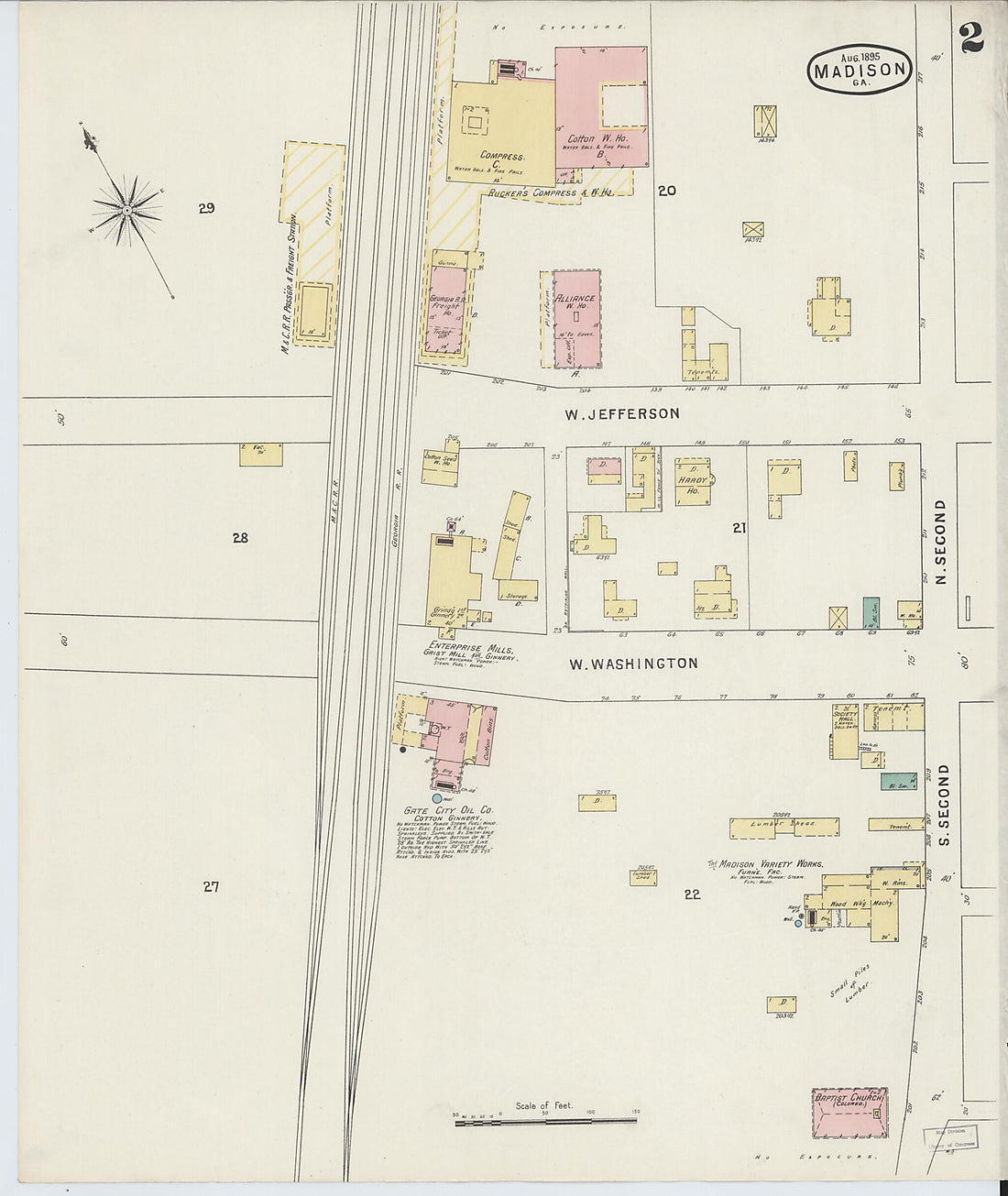 This old map of Madison, Morgan County, Georgia was created by Sanborn Map Company in 1895