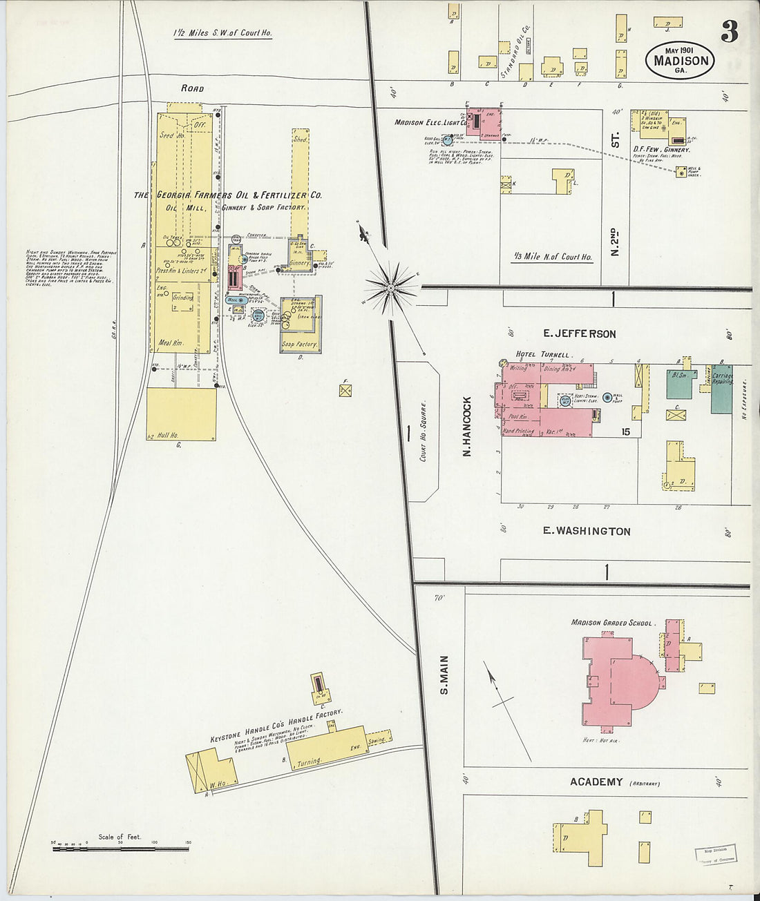 This old map of Madison, Morgan County, Georgia was created by Sanborn Map Company in 1901