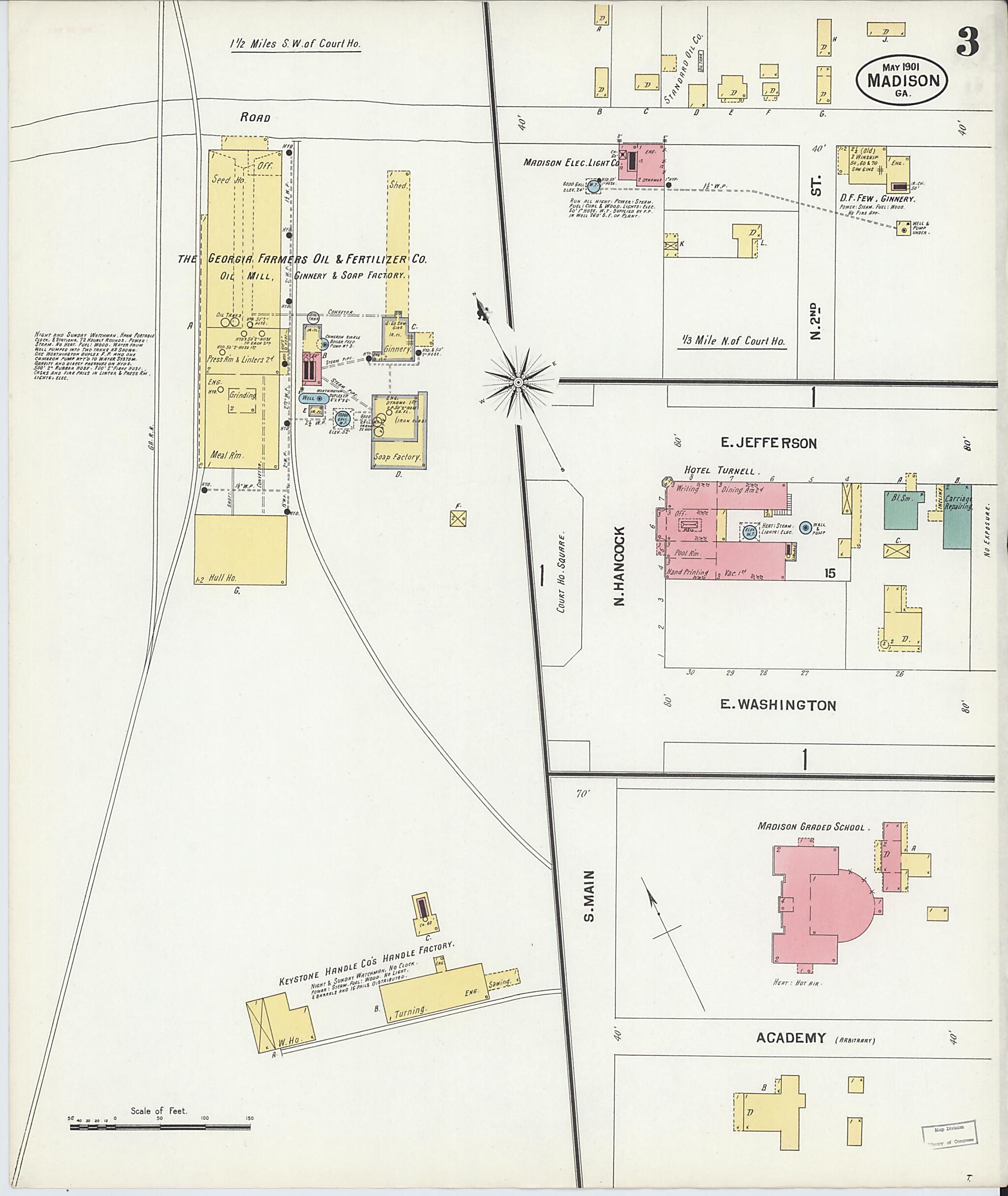 This old map of Madison, Morgan County, Georgia was created by Sanborn Map Company in 1901