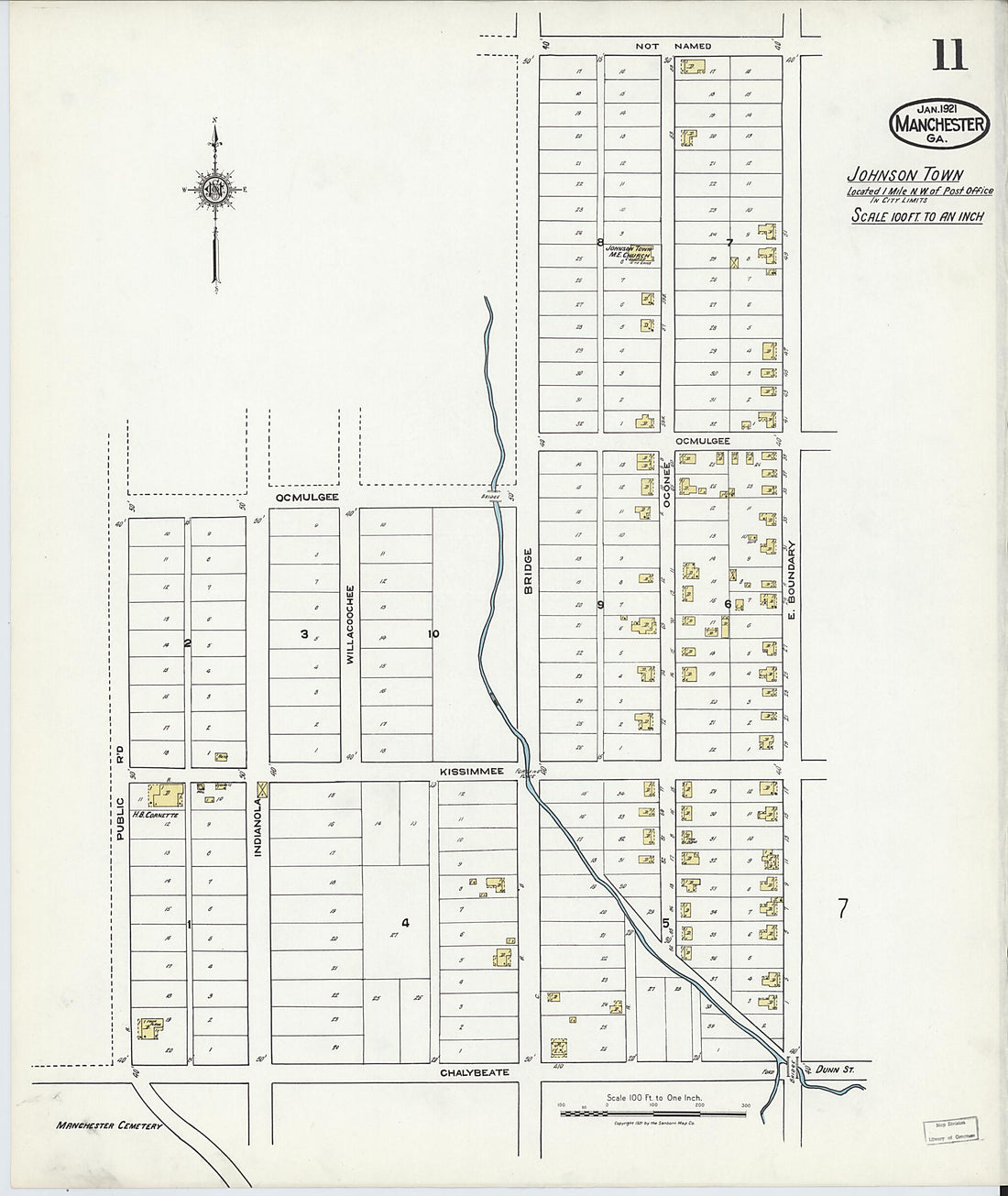 This old map of Manchester, Meriweather County, Georgia was created by Sanborn Map Company in 1921