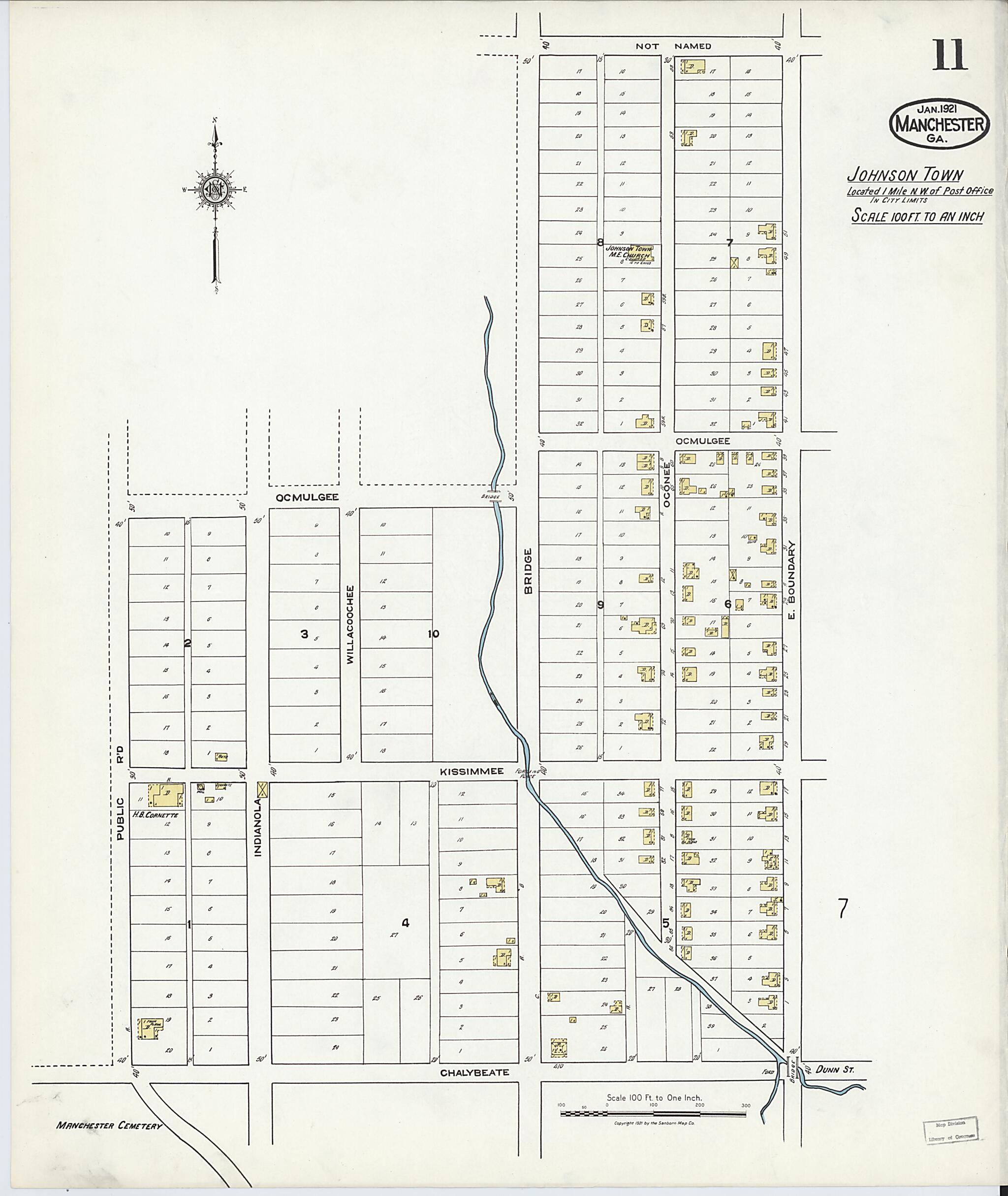 This old map of Manchester, Meriweather County, Georgia was created by Sanborn Map Company in 1921