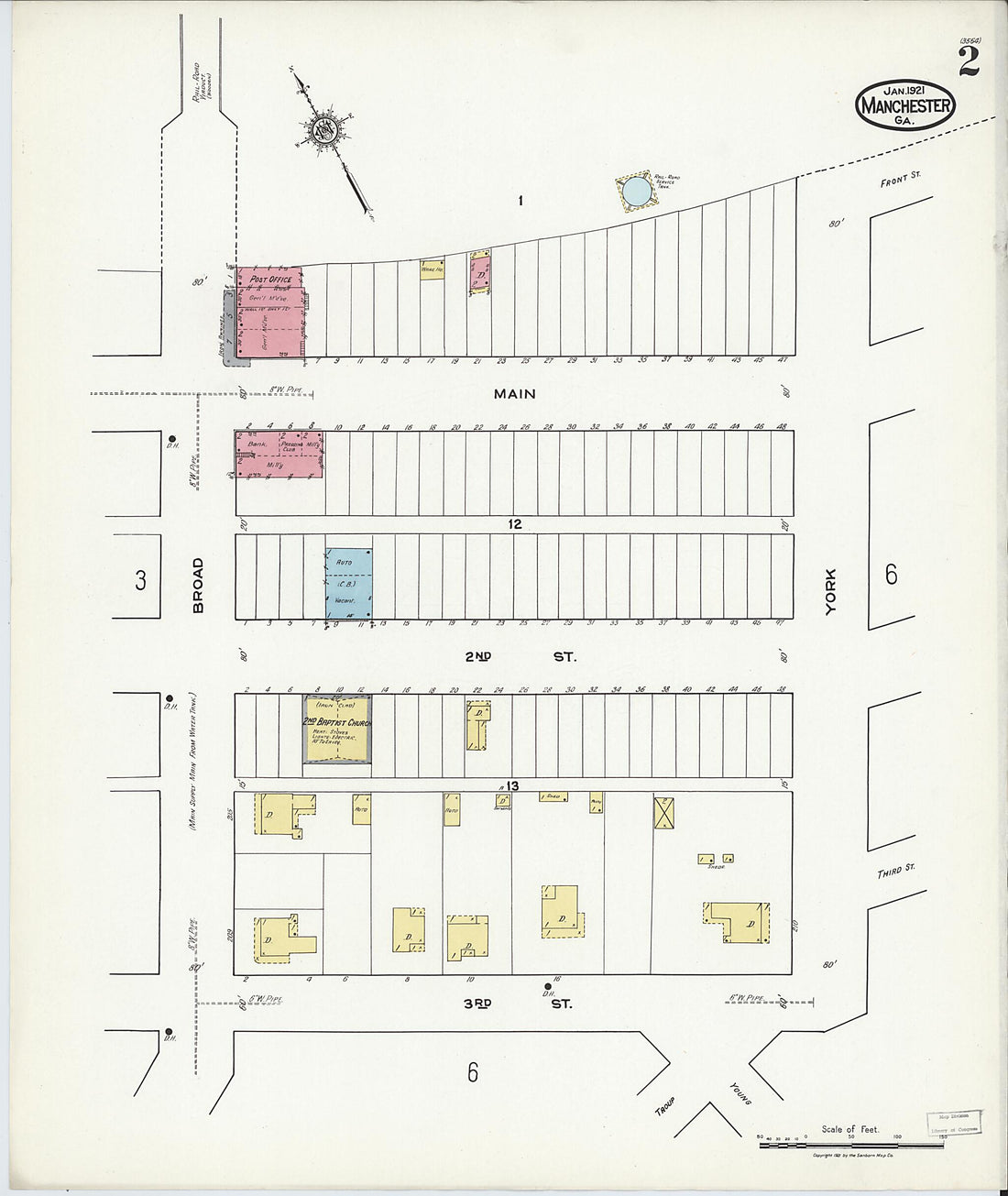 This old map of Manchester, Meriweather County, Georgia was created by Sanborn Map Company in 1921