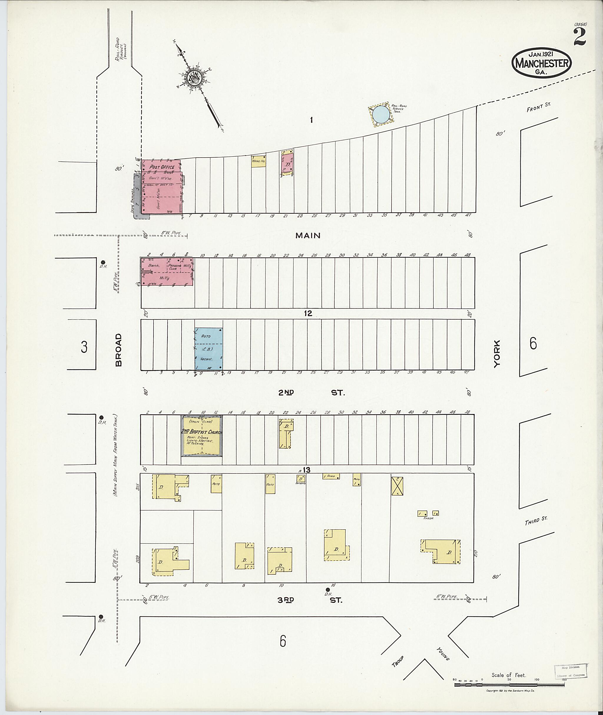 This old map of Manchester, Meriweather County, Georgia was created by Sanborn Map Company in 1921