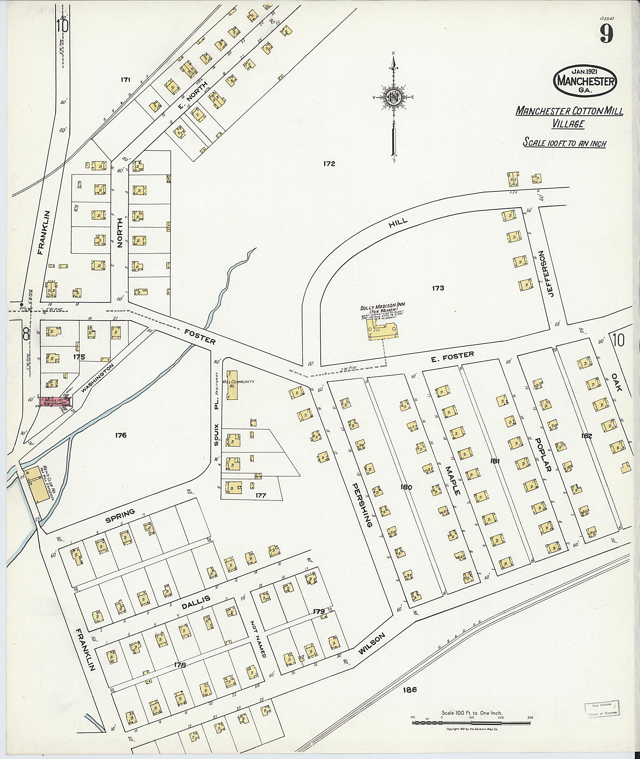 This old map of Manchester, Meriweather County, Georgia was created by Sanborn Map Company in 1921