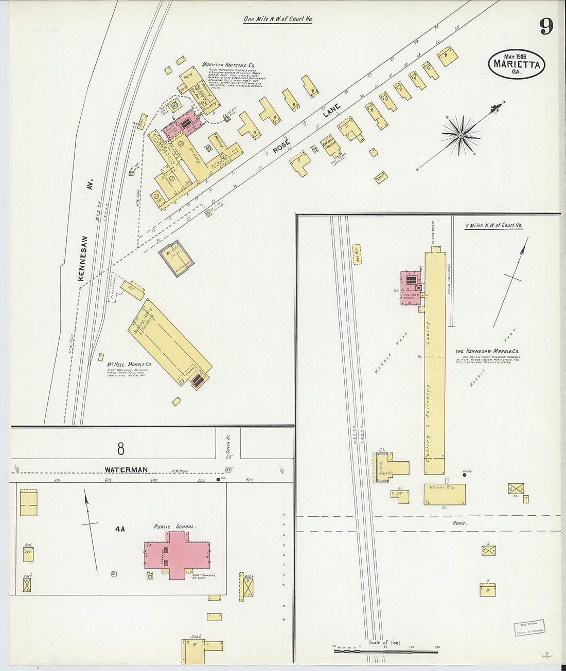 This old map of Marietta, Cobb County, Georgia was created by Sanborn Map Company in 1905