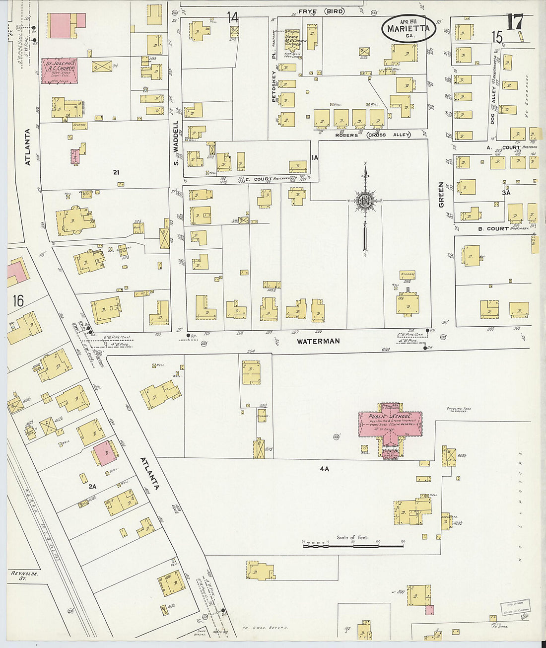 This old map of Marietta, Cobb County, Georgia was created by Sanborn Map Company in 1911