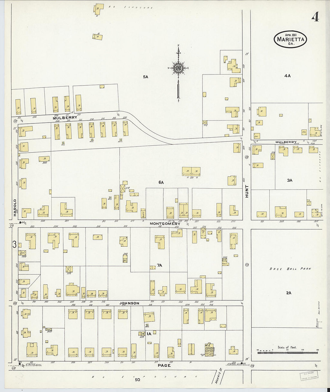 This old map of Marietta, Cobb County, Georgia was created by Sanborn Map Company in 1911