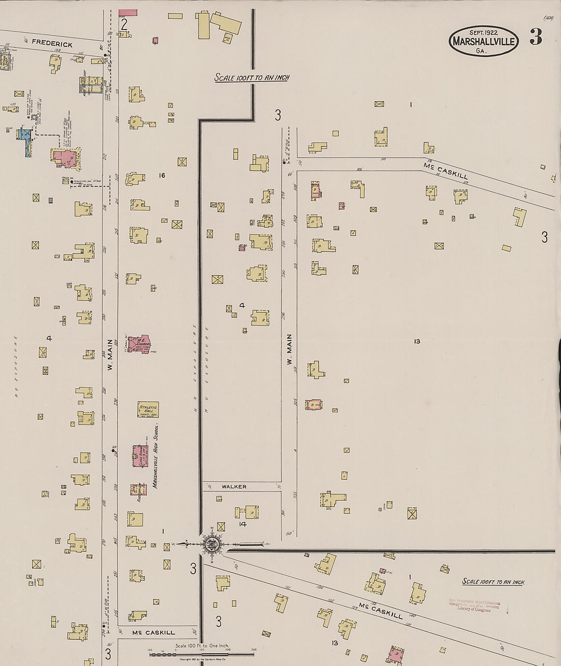 This old map of Marshallville, Macon County, Georgia was created by Sanborn Map Company in 1922