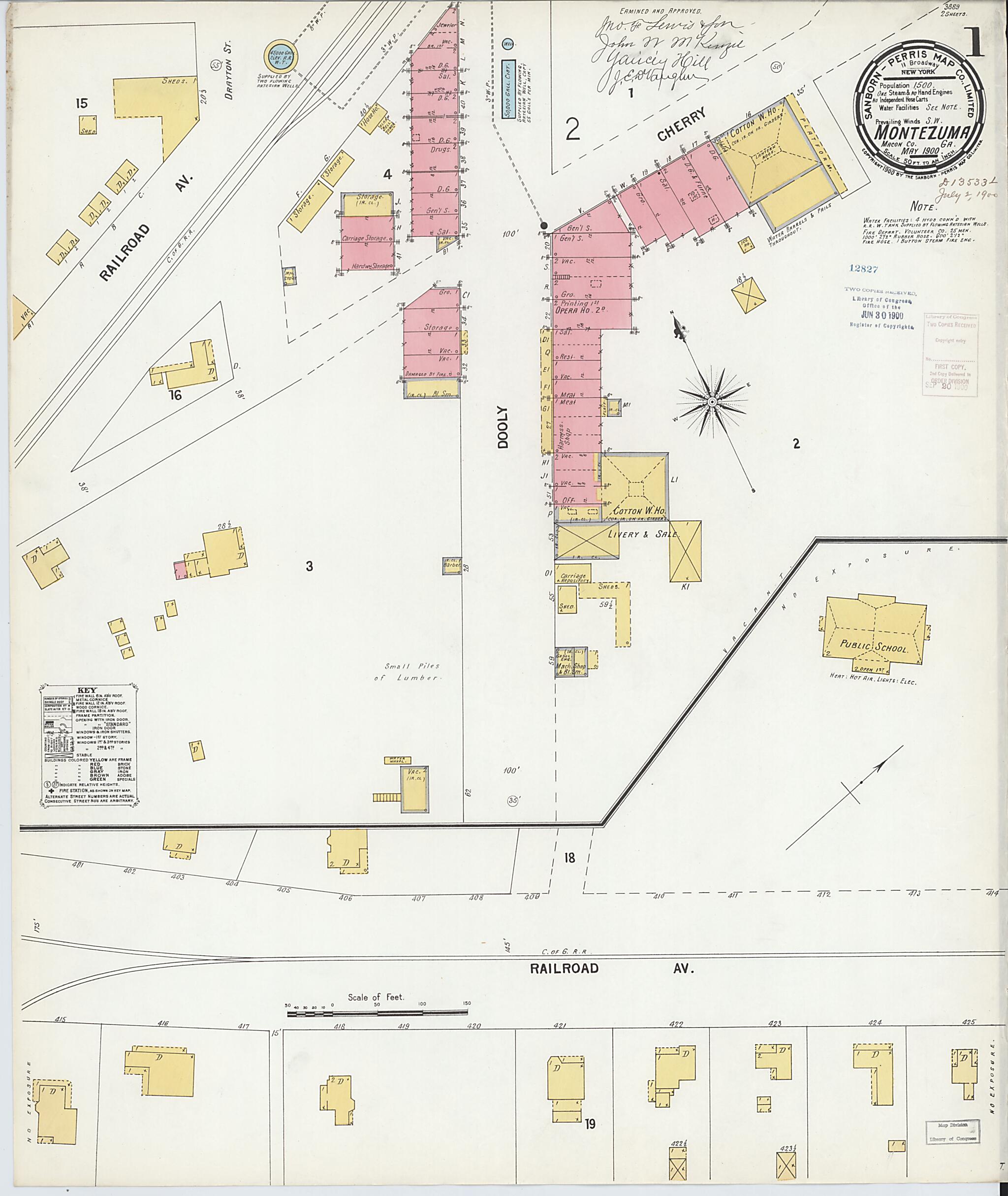 This old map of Montezuma, Macon County, Georgia was created by Sanborn Map Company in 1900