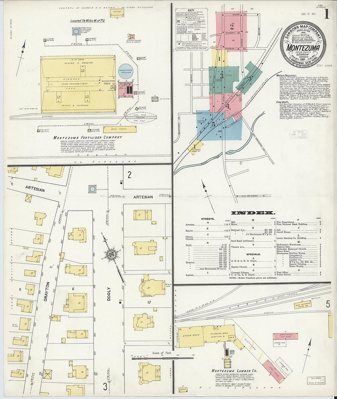 This old map of Montezuma, Macon County, Georgia was created by Sanborn Map Company in 1911