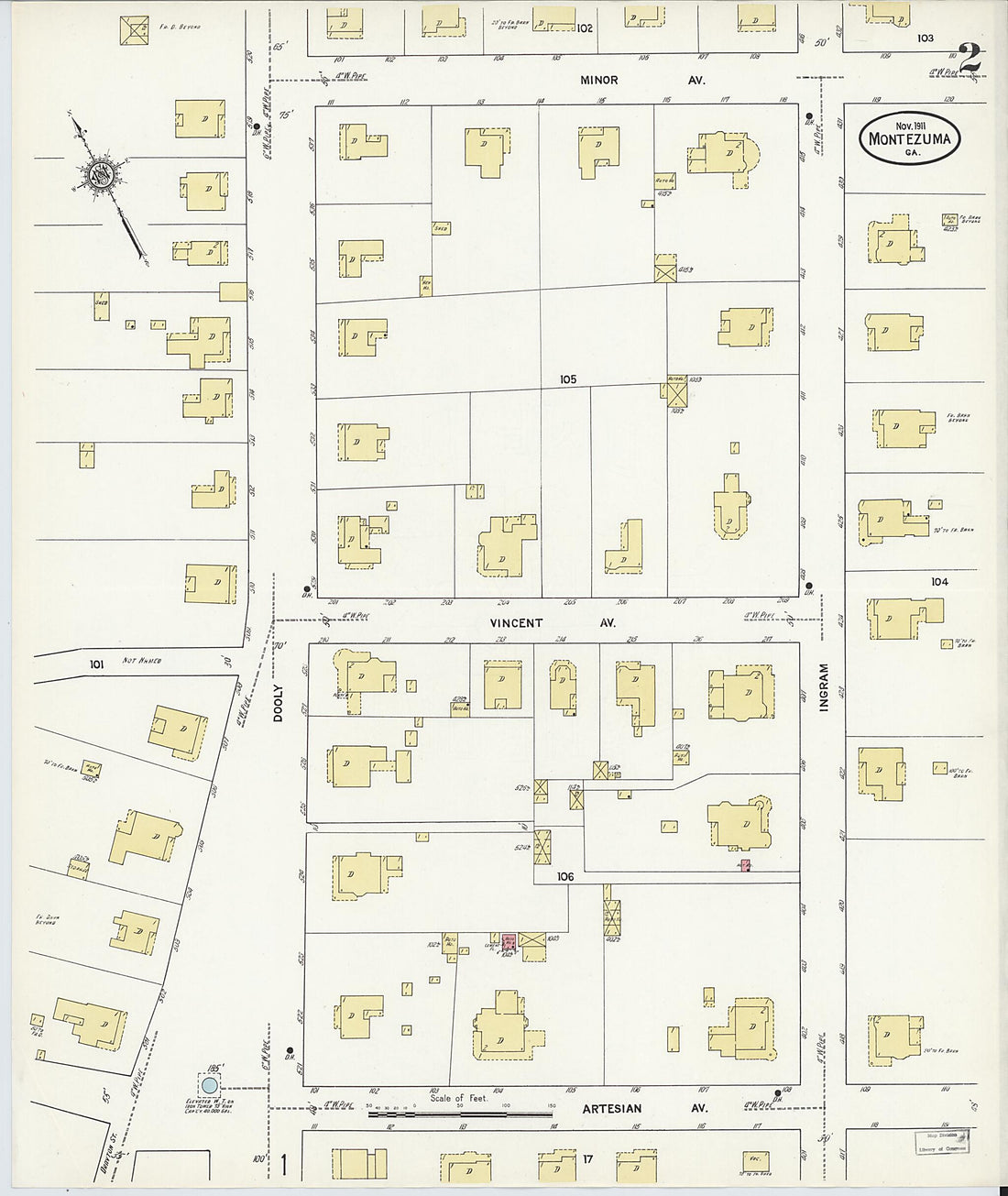 This old map of Montezuma, Macon County, Georgia was created by Sanborn Map Company in 1911