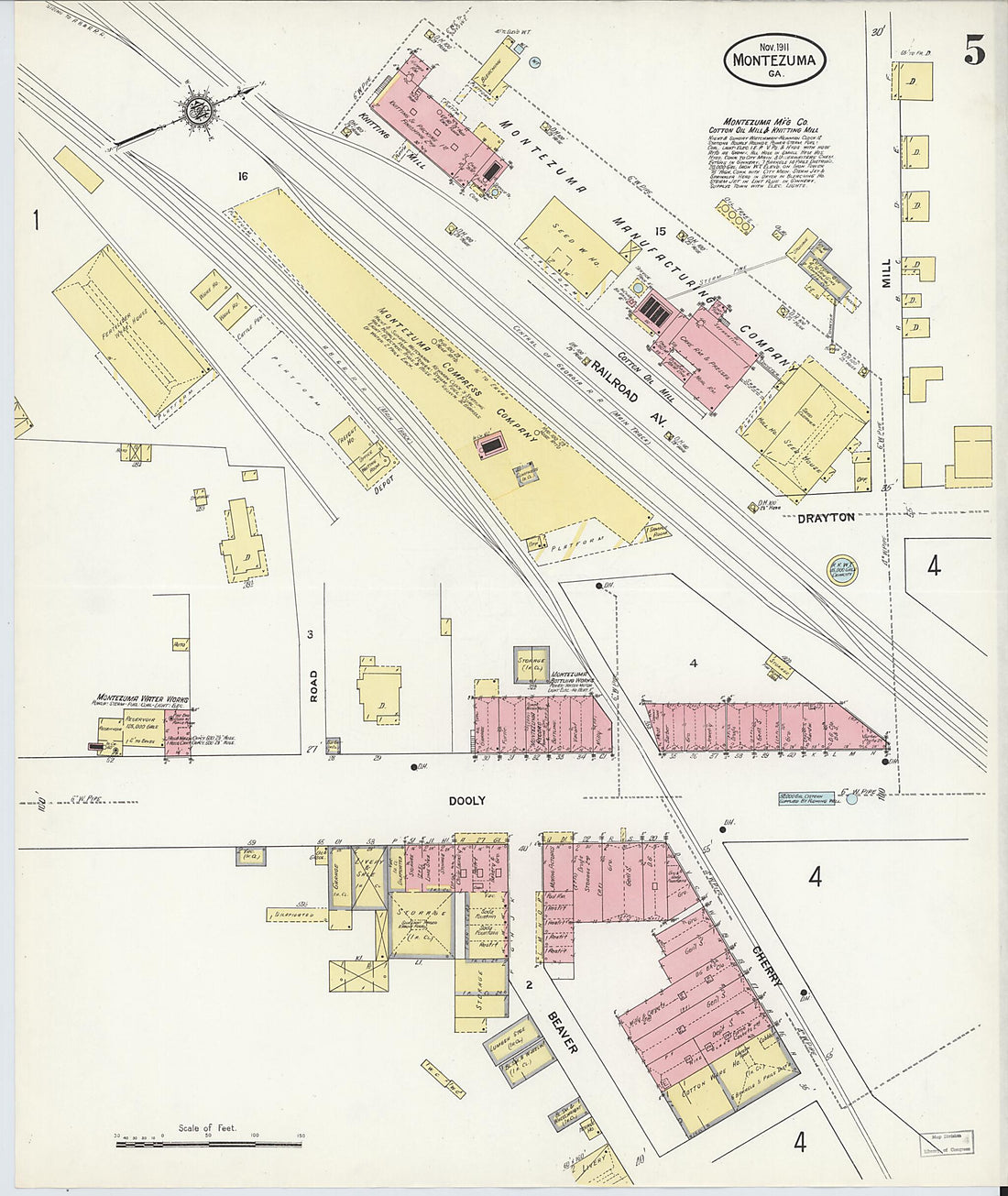 This old map of Montezuma, Macon County, Georgia was created by Sanborn Map Company in 1911