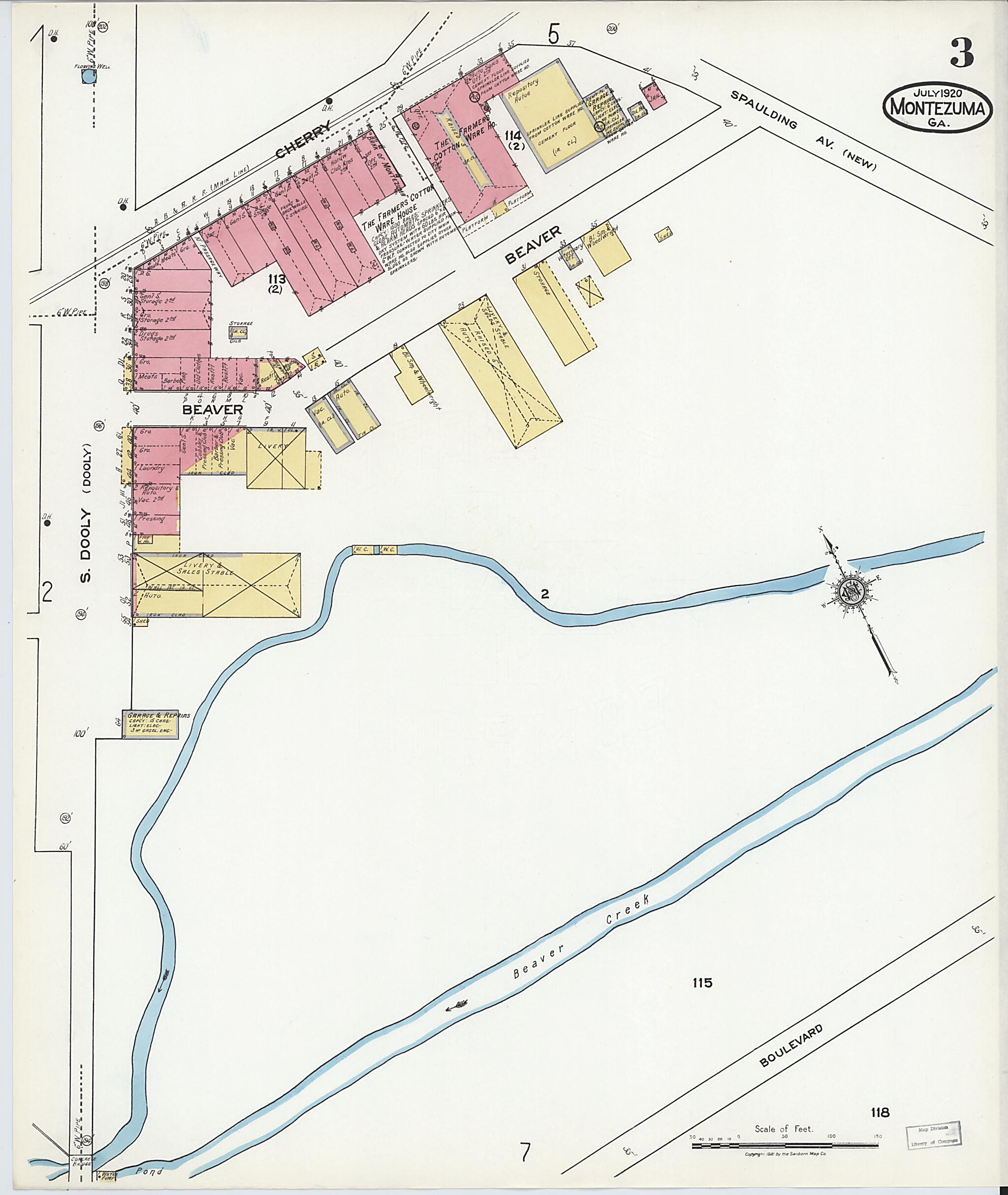 This old map of Montezuma, Macon County, Georgia was created by Sanborn Map Company in 1920