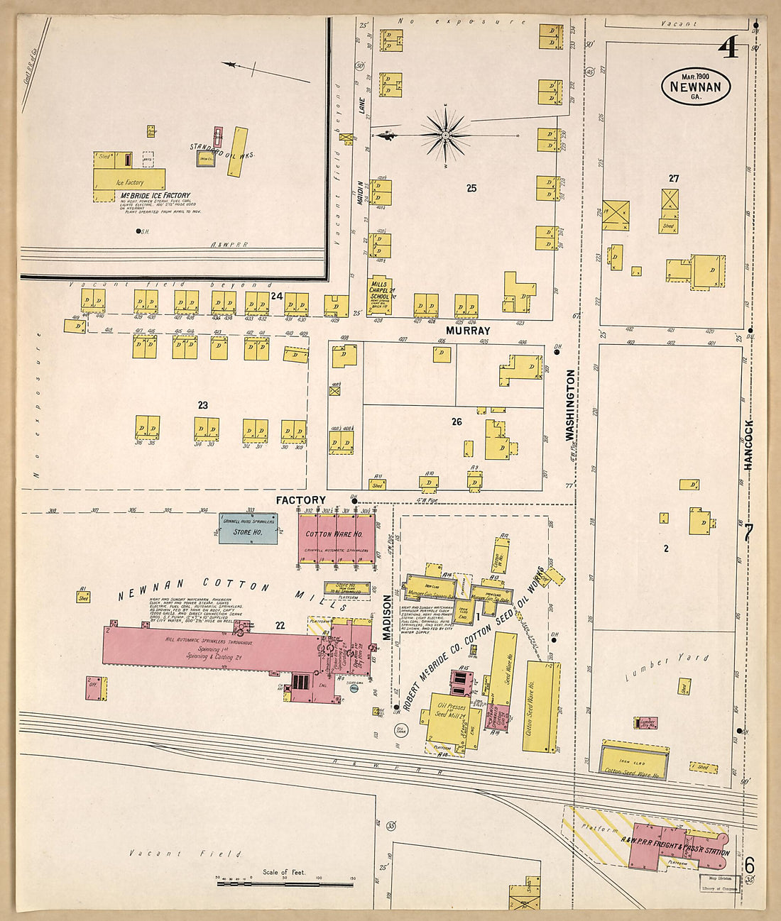 This old map of Newnan, Coweta County, Georgia was created by Sanborn Map Company in 1900