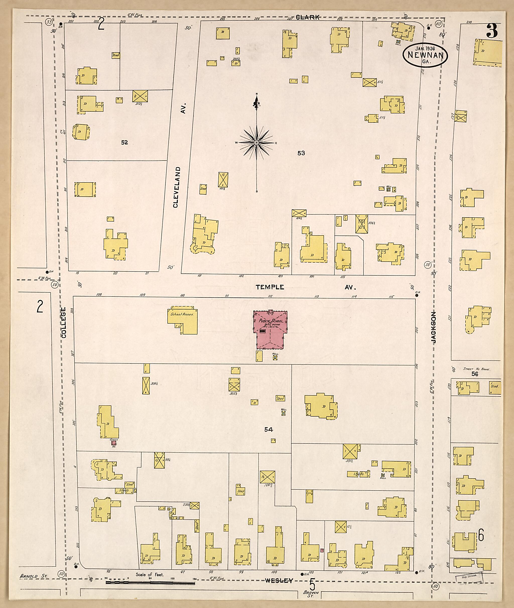 Newnan, Coweta County, Georgia 1906 (Sheet 3 of 14) by Relic Map Company