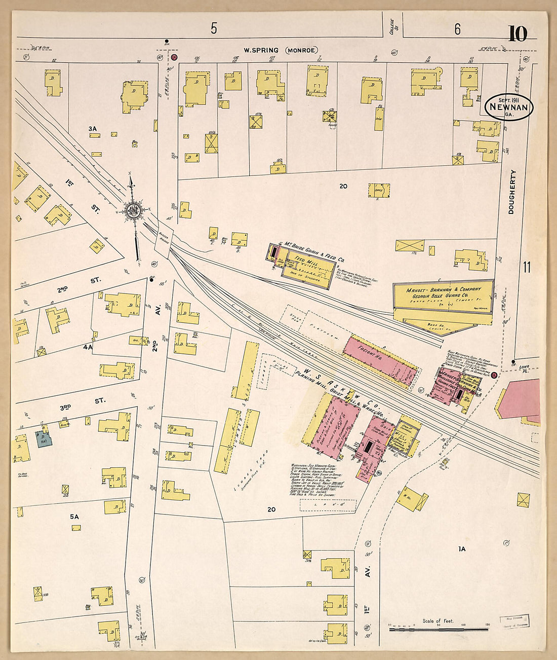 This old map of Newnan, Coweta County, Georgia was created by Sanborn Map Company in 1911