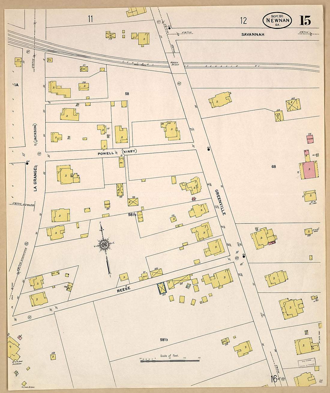 This old map of Newnan, Coweta County, Georgia was created by Sanborn Map Company in 1911