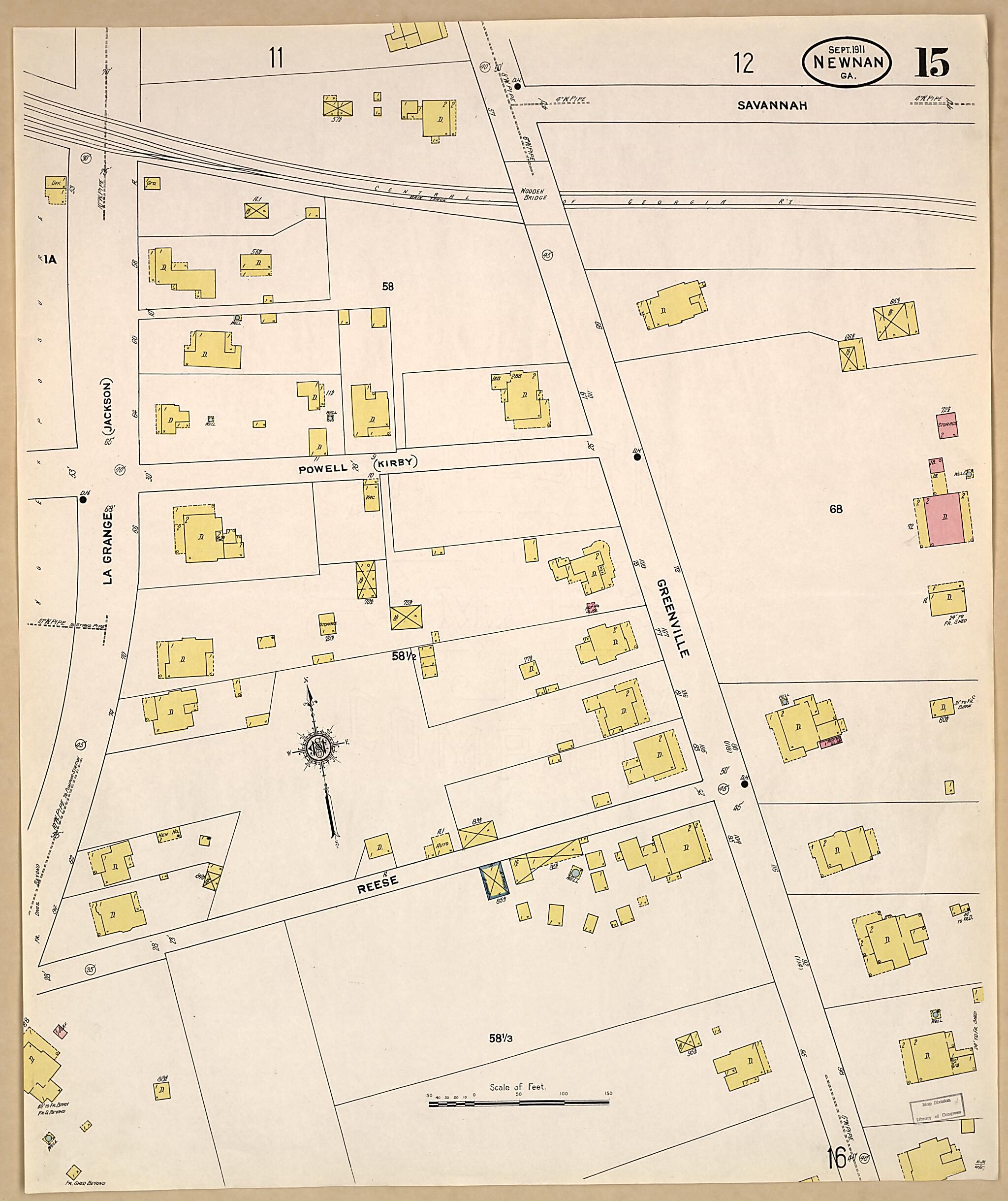 This old map of Newnan, Coweta County, Georgia was created by Sanborn Map Company in 1911